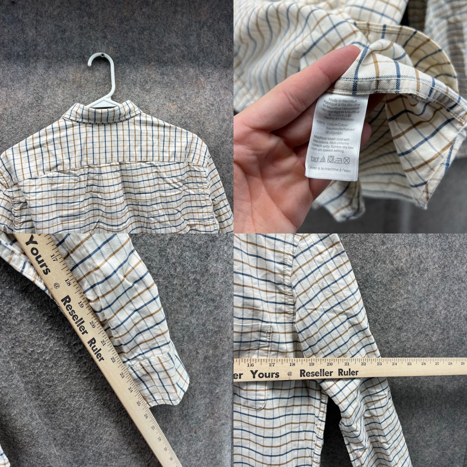 J.Crew VINTAGE J.CREW Shirt Men Medium Beige Flex Oxford Button Down Check Cotton Pocket Tan Size US M / EU 48-50 / 2 - 8 Thumbnail