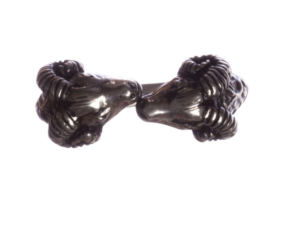 Designer Sterling Double Headed Ram Band Ring with Antique Finish Size ONE SIZE - 3 Thumbnail