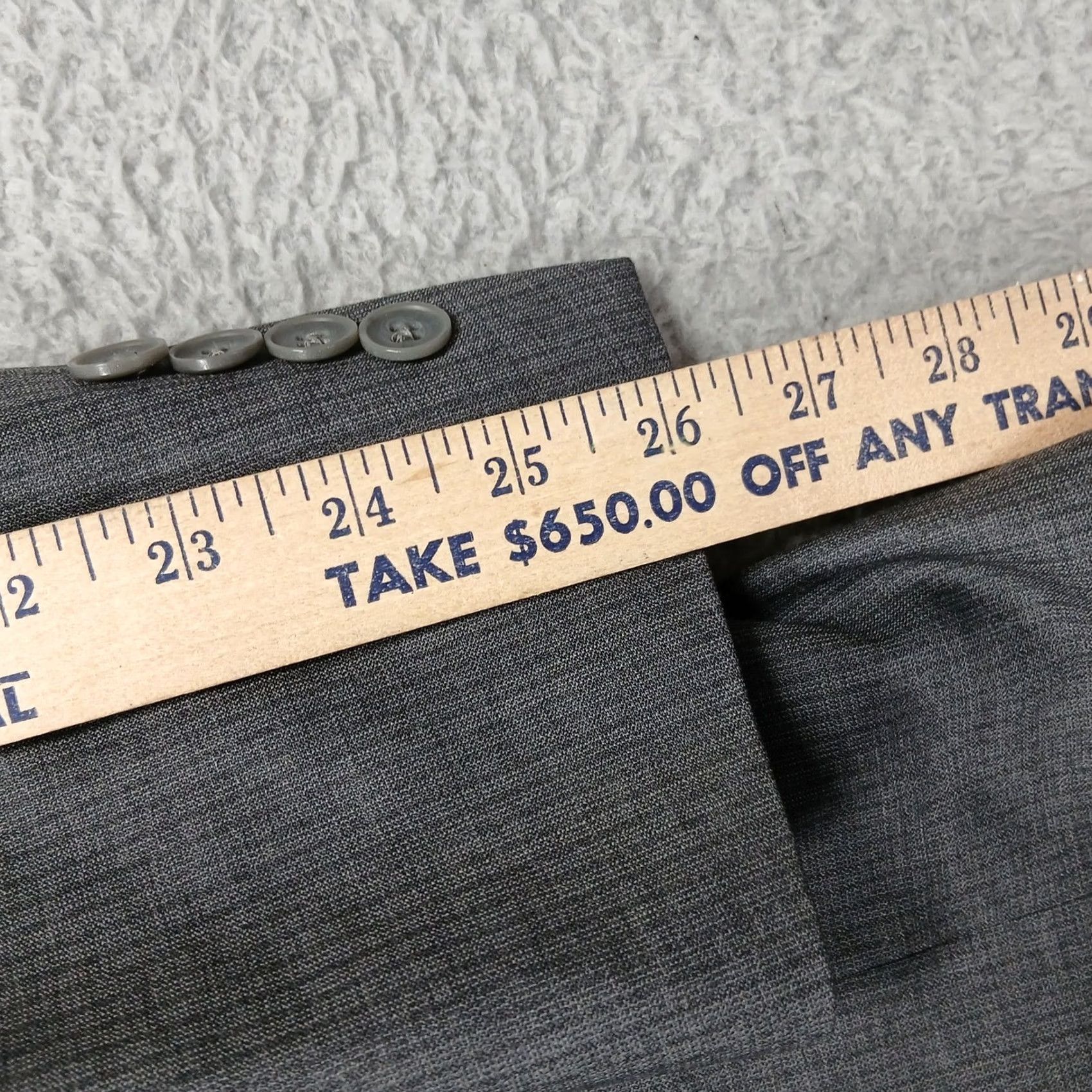 Oscar De La Renta Oscar de la Renta Blazer Men Wool Gray 40L Two Button Notch Lapel 2 Piece Suit Jacket Size 40R - 6 Thumbnail