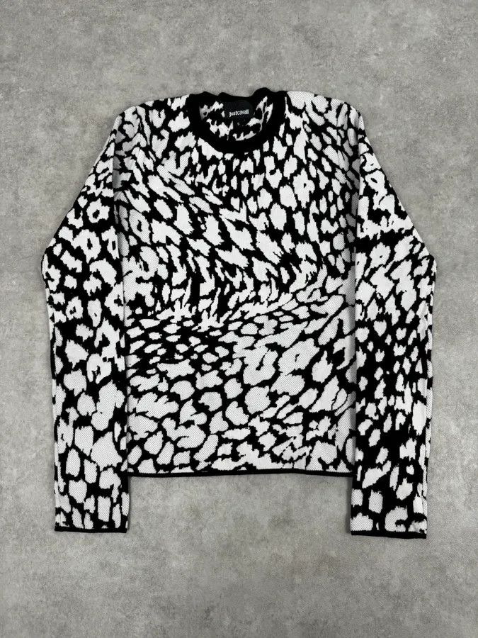 Roberto Cavalli AW2021 Cavalli Black & White Irregular Volcano Pattern Sweater Size S / US 4 / IT 40 - 1 Thumbnail