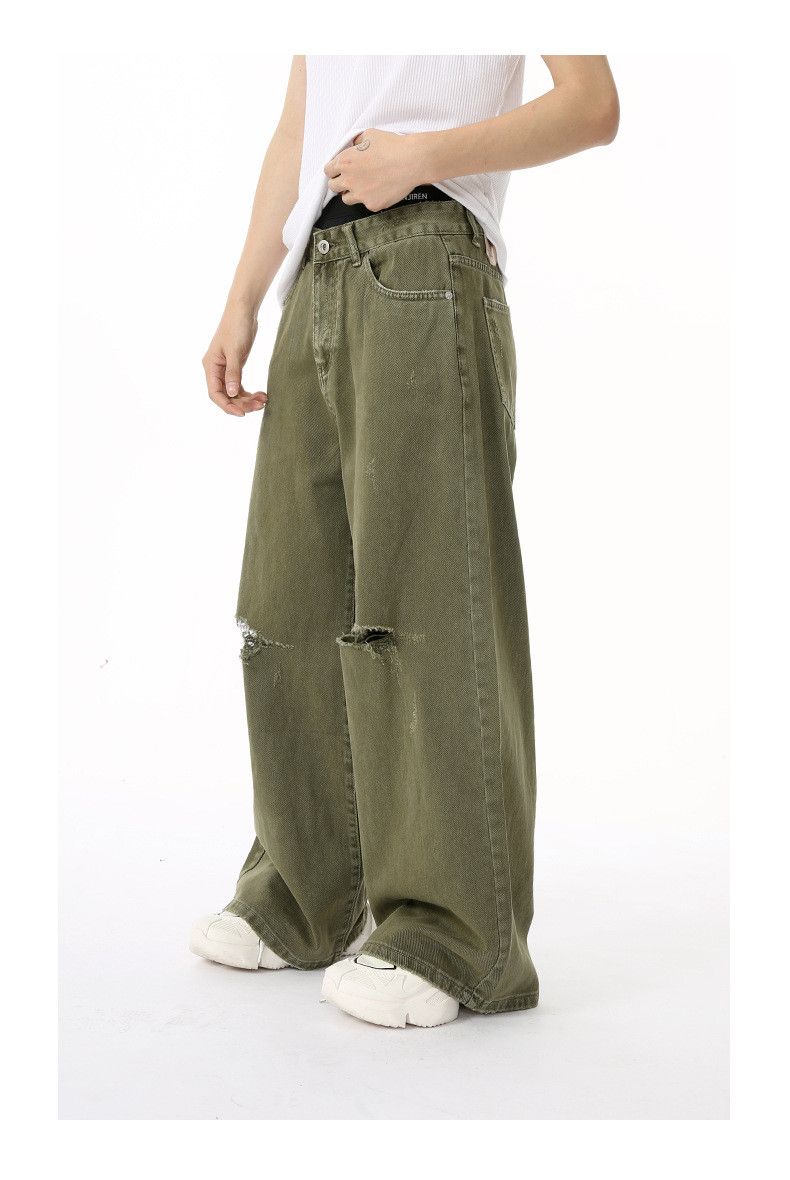 Japanese Brand Japanese retro ins fashion ripped straight jeans trend Size US 32 / EU 48 - 3 Thumbnail