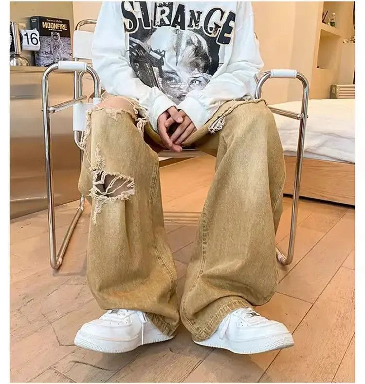 Japanese Brand Straight casual washed distressed jeans Size US 32 / EU 48 - 2 Thumbnail