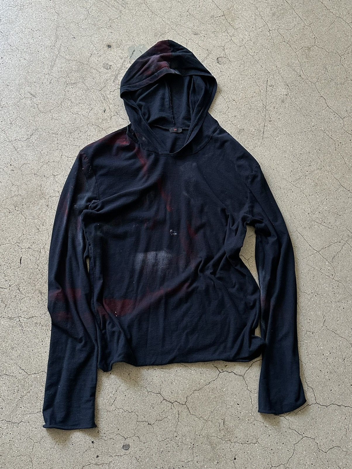 image of Ant Label Ant / Anti Black Paint Stained T-Shirt Hoodie, Men's (Size Medium)