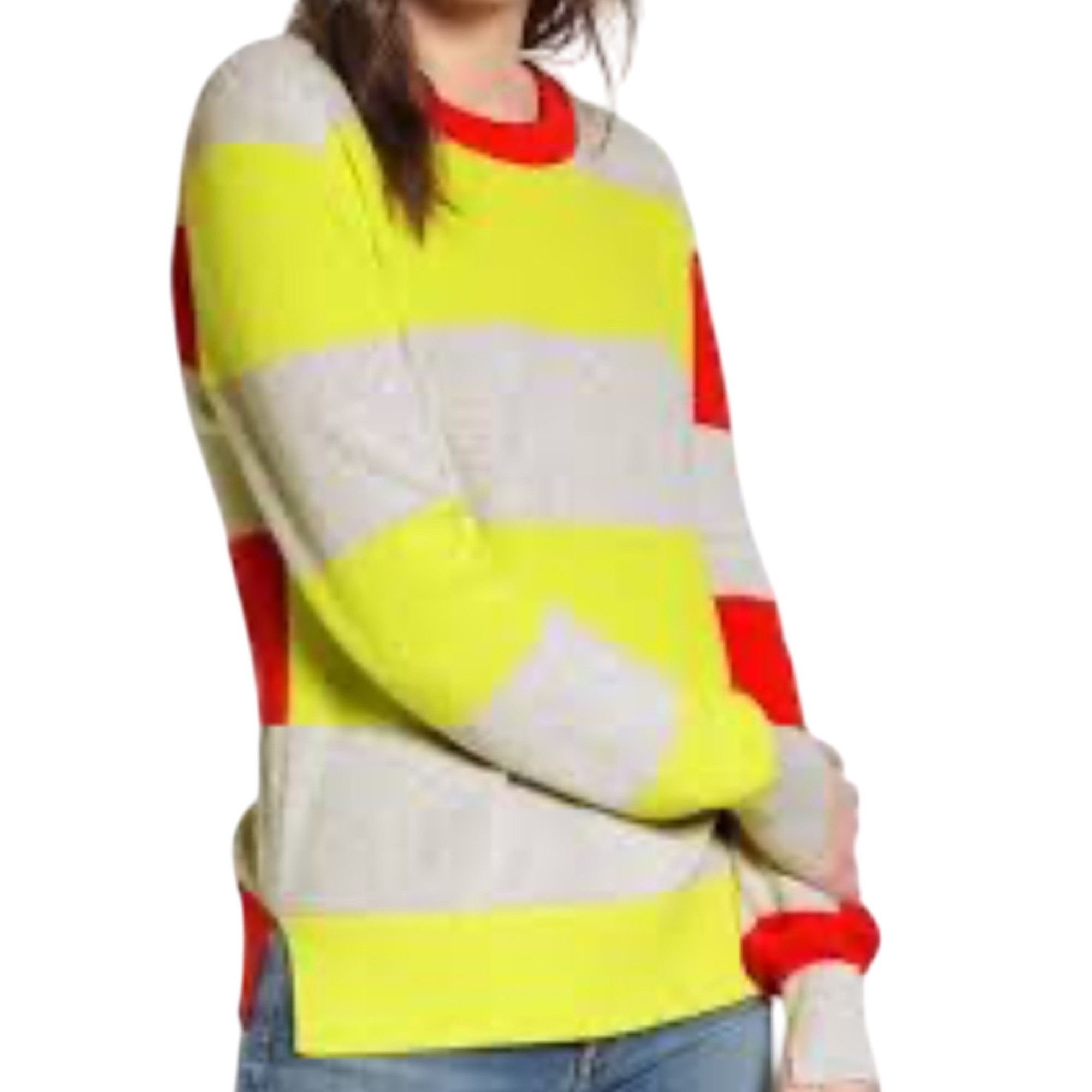 French Connection French Connection Striped Sweater Gray Yellow Orange Cotton Size M / US 6-8 / IT 42-44 - 1 Thumbnail