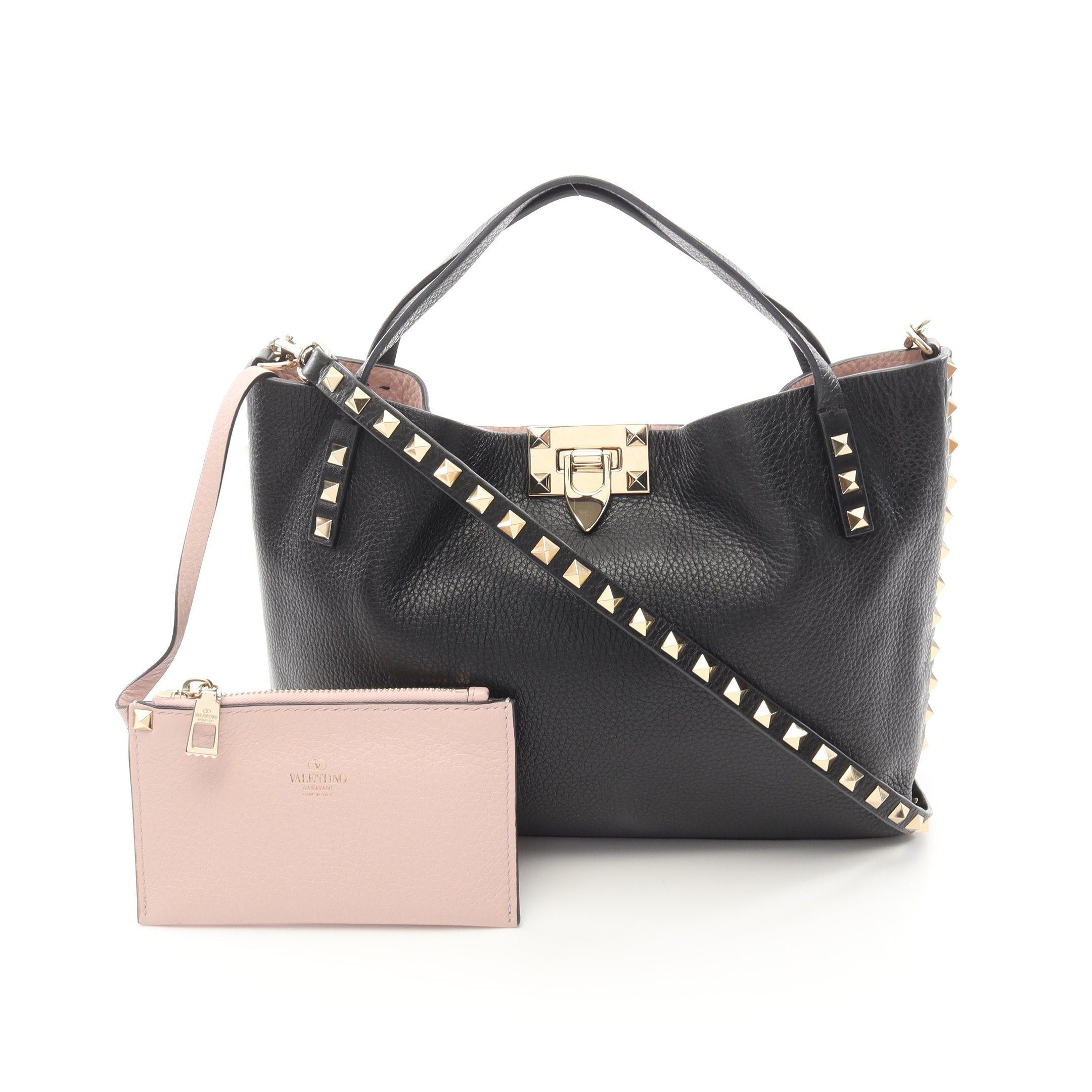 Valentino Valentino Rockstud Handbag Leather Black Size ONE SIZE - 1 Thumbnail