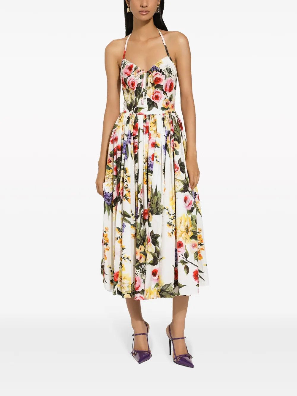 Dolce & Gabbana o1y0825 Floral-Print Midi Dress in Multicolor Size L / US 10 / IT 46 - 5 Thumbnail