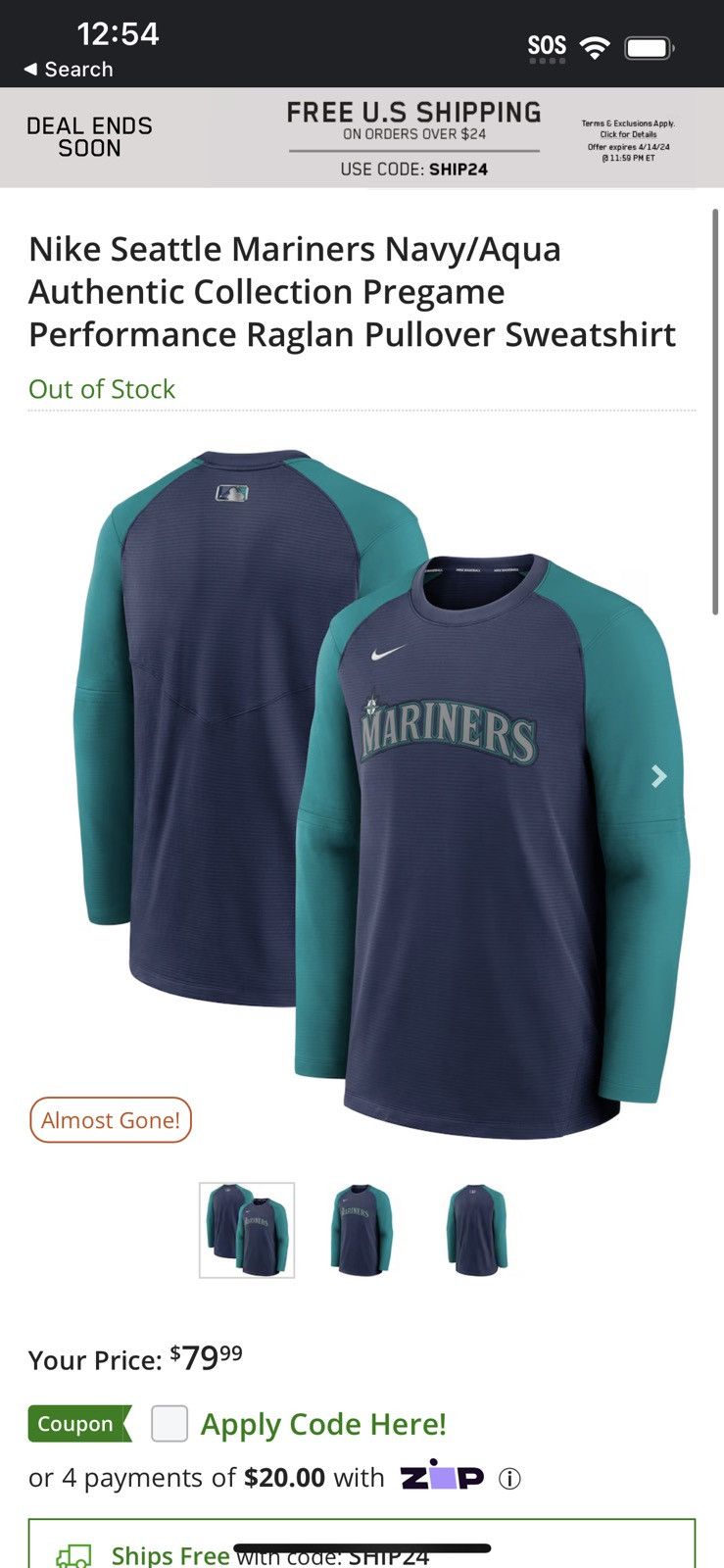 MLB × Nike Nike Seattle Mariners Pregame Pullover Sweatshirt Size US M / EU 48-50 / 2 - 4 Thumbnail