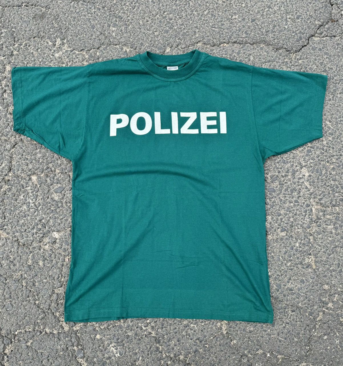 Japanese Brand × Vintage Vintage 90s Polizei Green T-shirt Japanese Military Opium Size US XL / EU 56 / 4 - 1 Thumbnail
