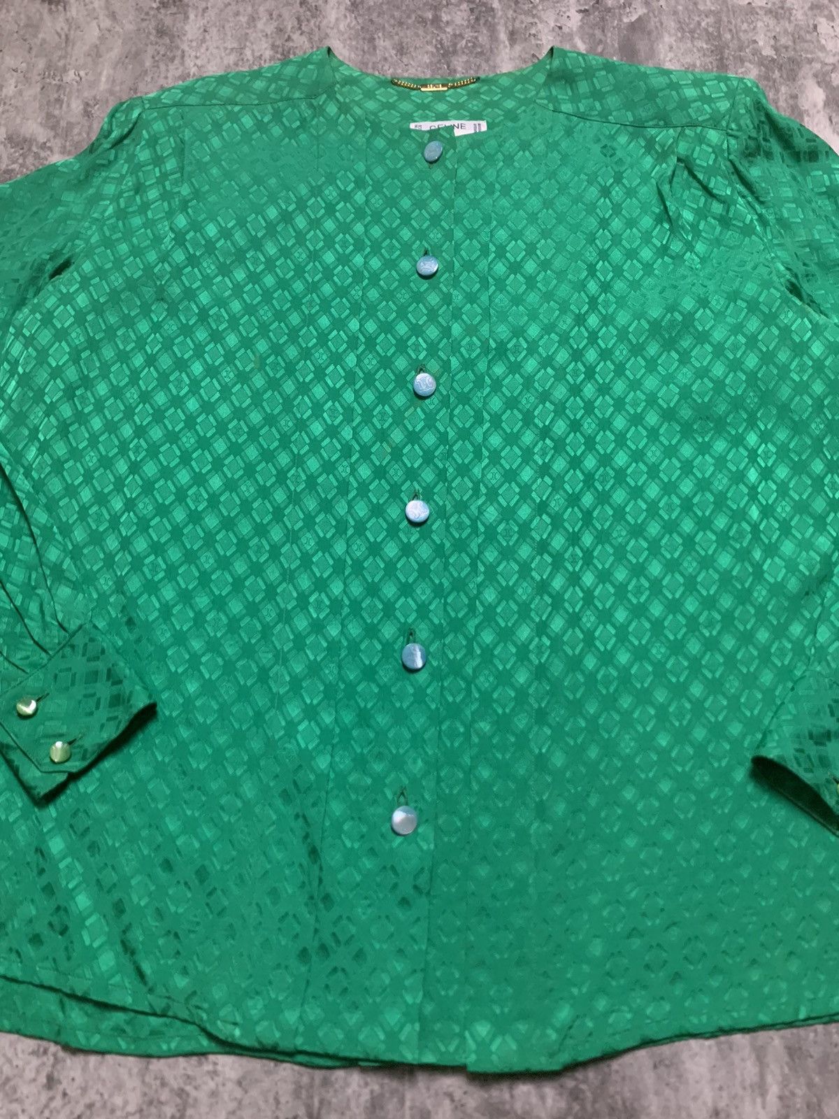 Celine Double Pleated Green Monogram Patterned