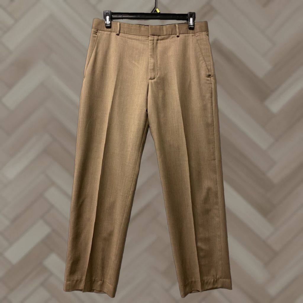 Banana Republic Banana Republic Pants Men 33 Regular Brown Wool Dress Pants Flat Front Zip Slant Pockets 30 in Inseam 33x30 Classic Business Formal Mens Size US 33 - 1 Thumbnail