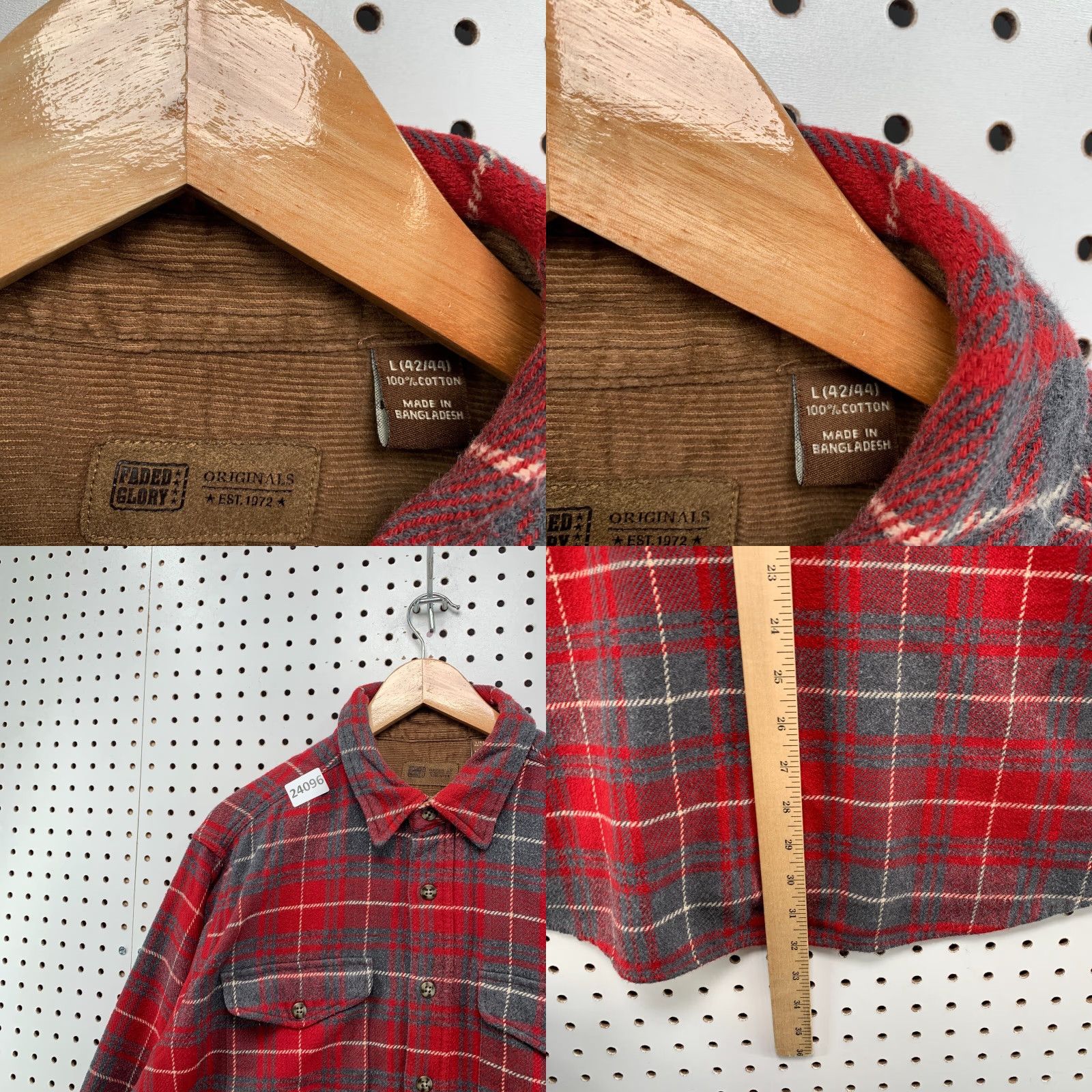 Faded Glory Faded Glory Heavyweight Flannel Pocket Shirt Red Plaid Mens Large 25x32 Size US L / EU 52-54 / 3 - 8 Thumbnail