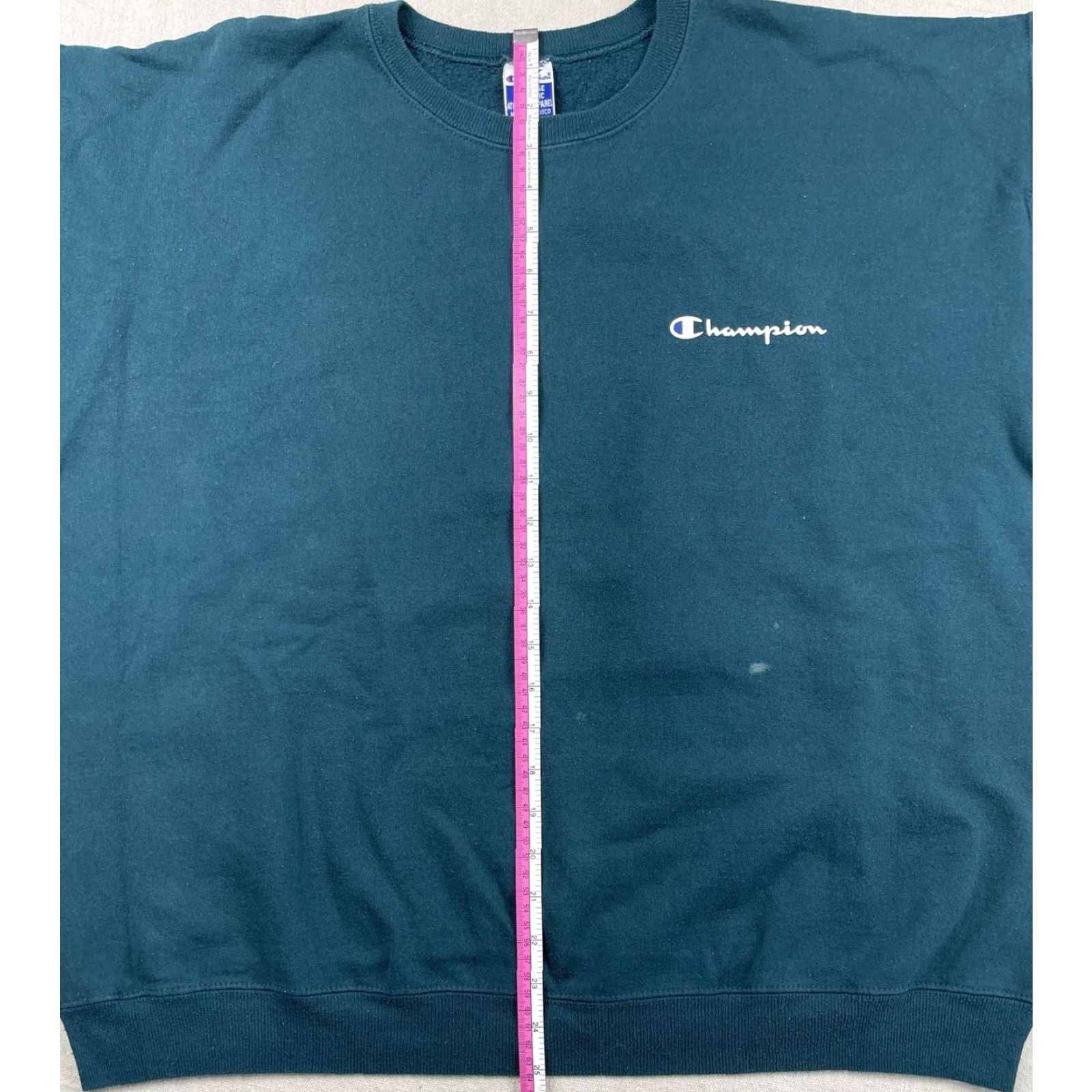 Champion VINTAGE Champion XL 90s Crewneck Sweatshirt Pullover Spell Out Logo Teal Mens Size US XL / EU 56 / 4 - 8 Thumbnail