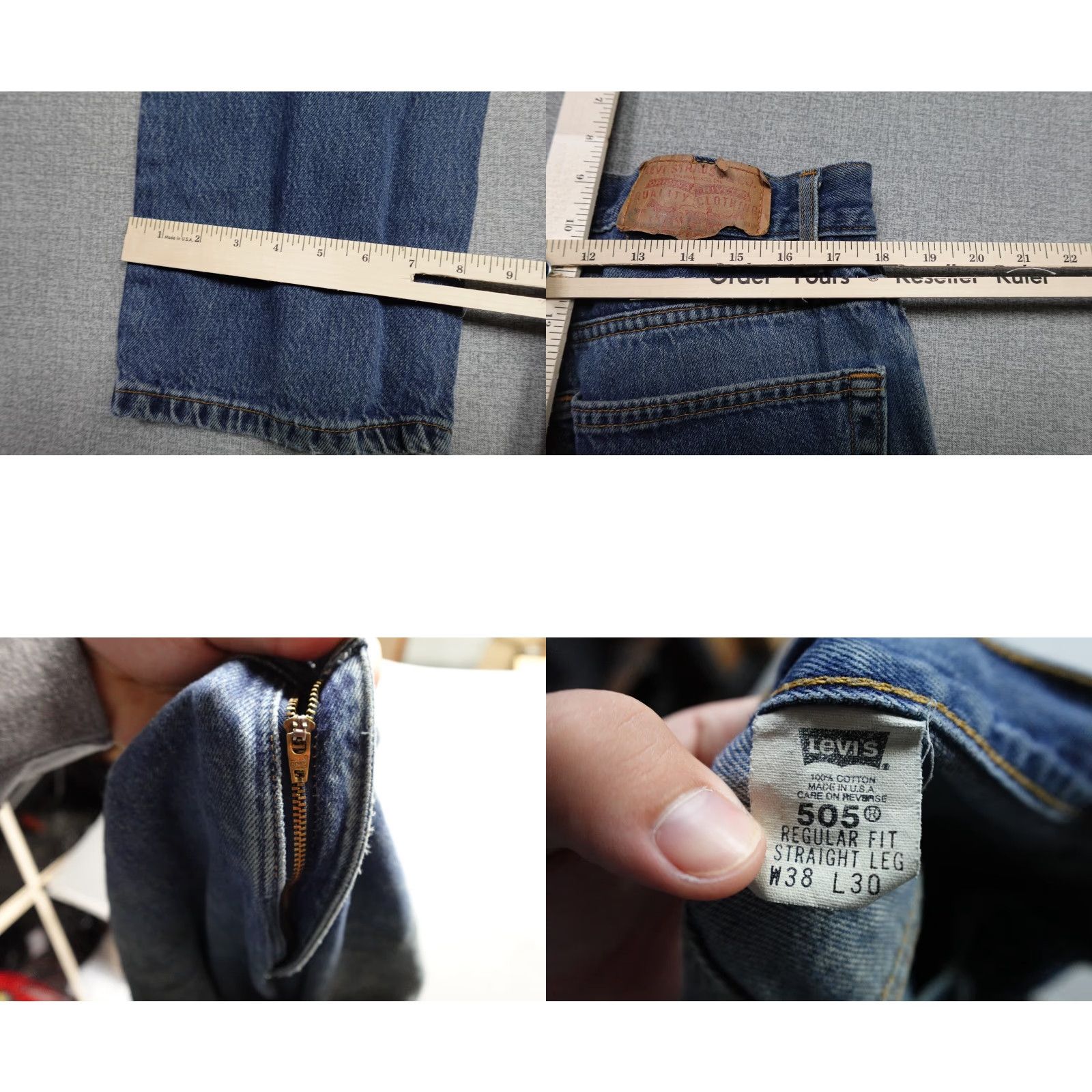 Levi's VINTAGE Levi's 505 Jeans Mens 36x30 Blue Regular Straight Relaxed Dark Grunge Denim 5-Pocket Levi's 505 Model 505 90s Mens Size US 36 / EU 52 - 8 Thumbnail