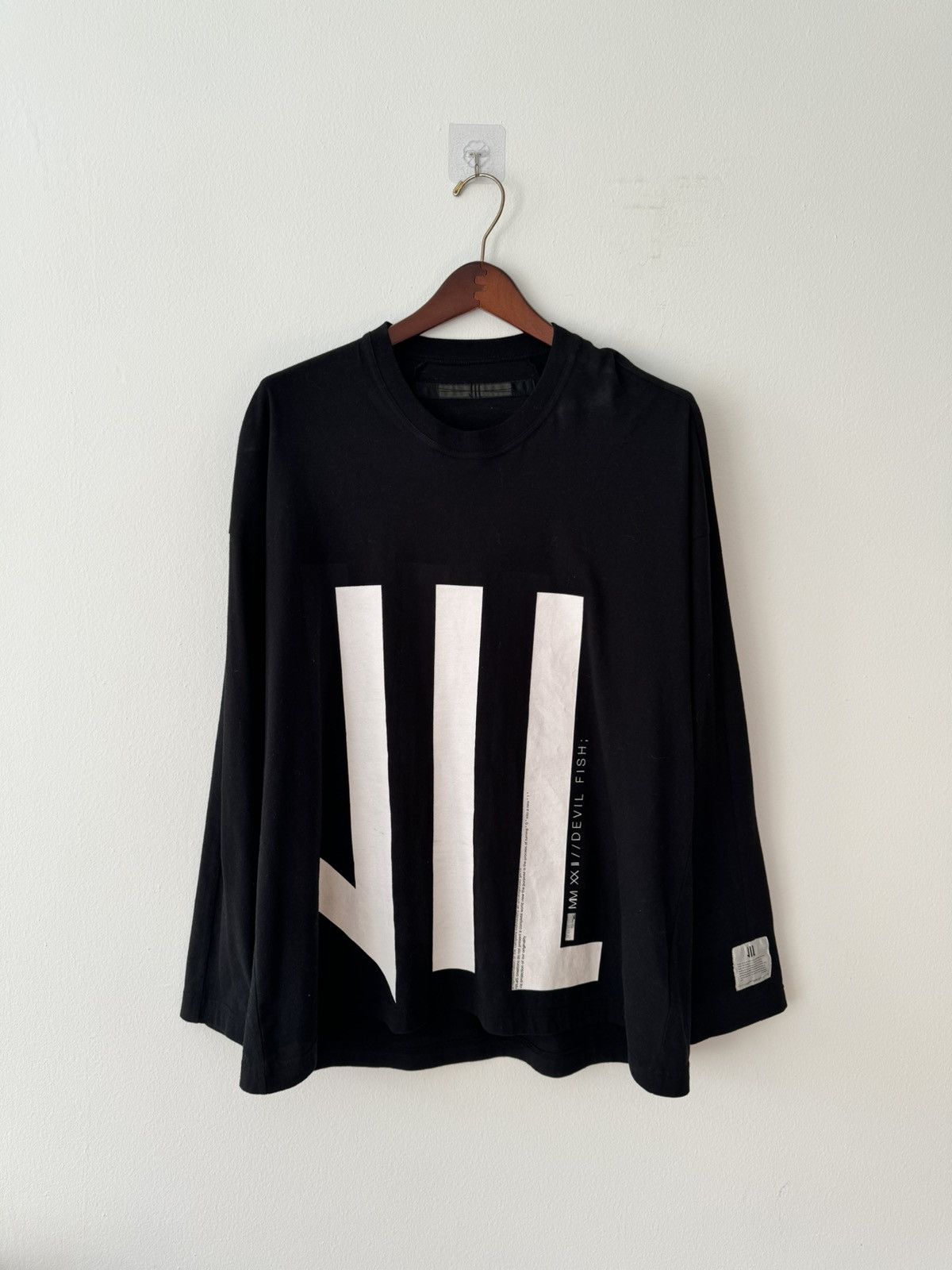image of Julius x Nilos Long Sleeve T Shirt Devil Fish Striped Ss22 in Black, Men's (Size Large)
