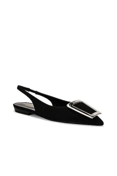 Saint Laurent Paris oc11z1125 Maxine Slingback Flats in Crepe De Chine in Black Size US 4 / IT 34 - 2 Thumbnail