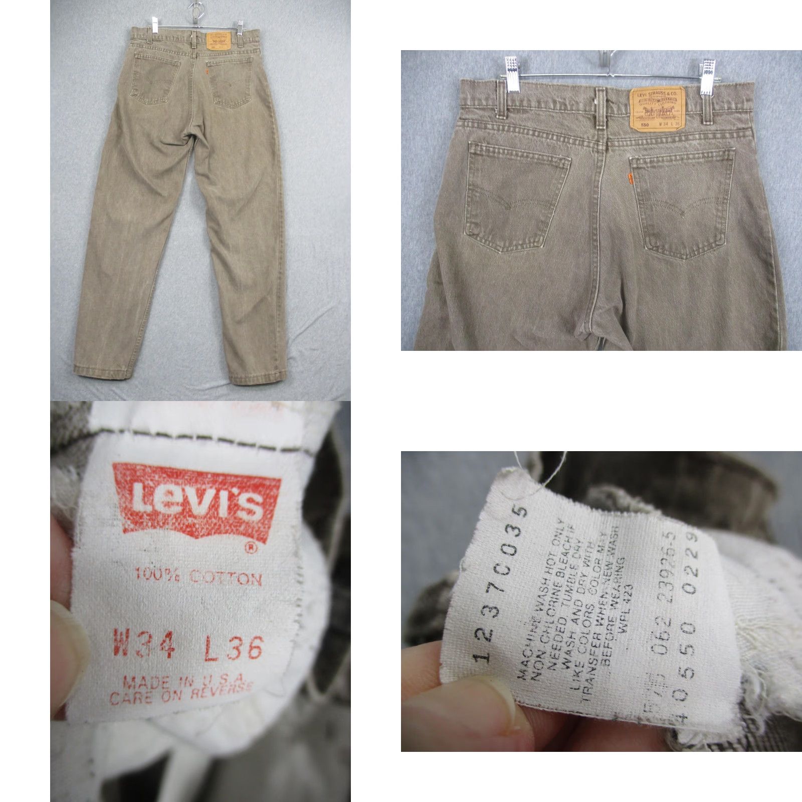 Levi's VINTAGE Levi's 550 Jeans Mens 34x32 Brown Denim Relaxed Tapered Made USA 90s Size US 34 / EU 50 - 8 Thumbnail