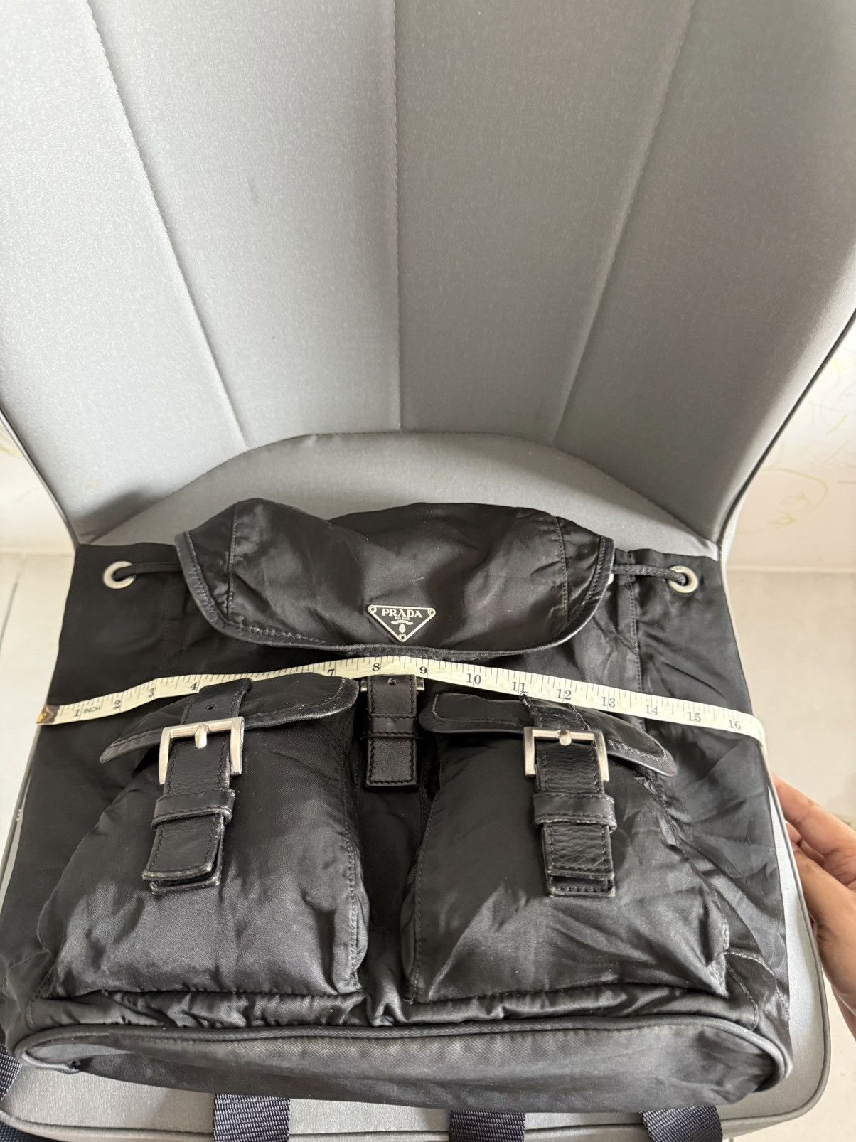 Prada Vintage Prada Black Leather Large Backpack Size ONE SIZE - 16 Thumbnail