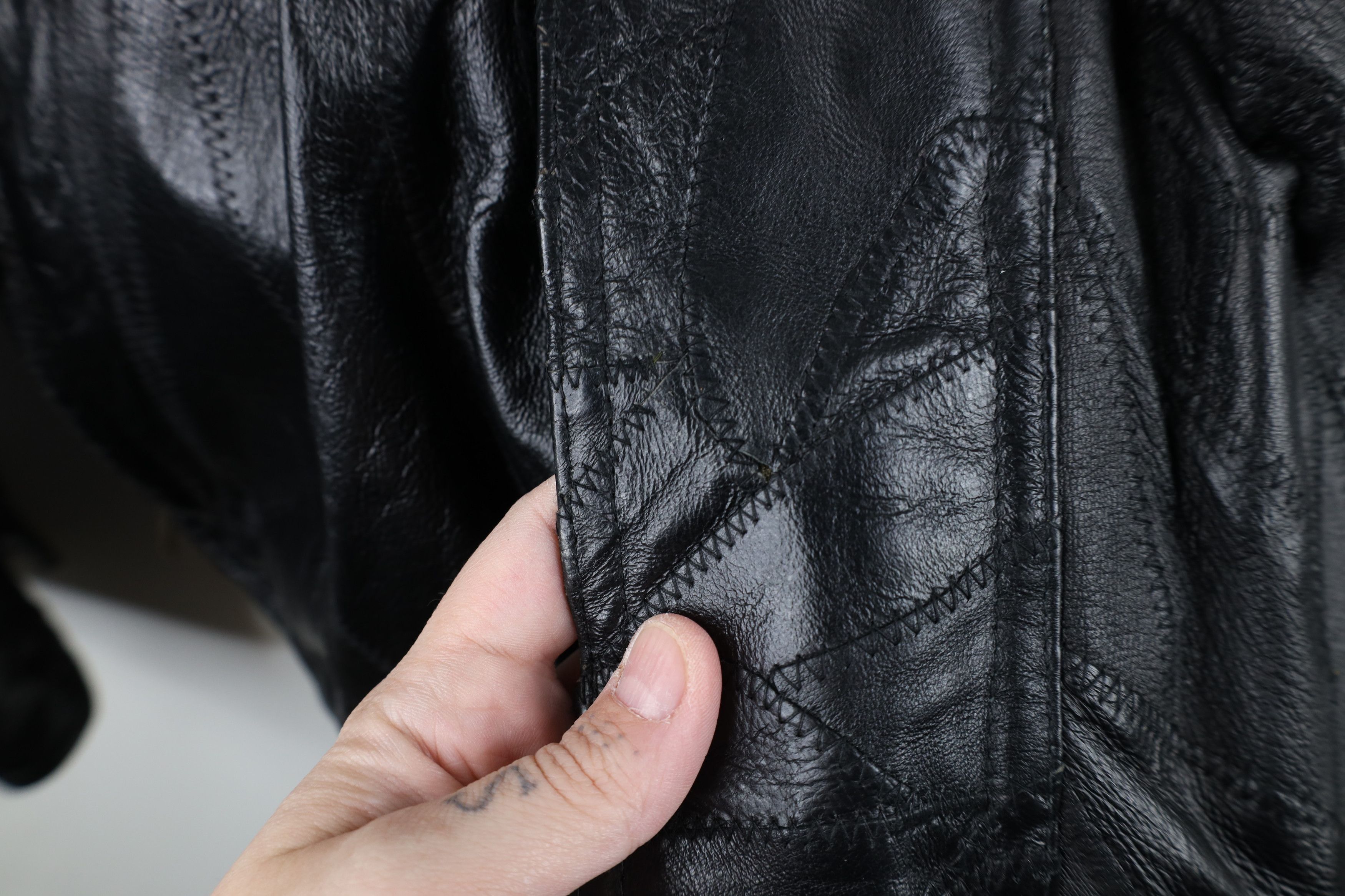 Vintage Vintage 90s Streetwear Patchwork Leather Bomber Jacket Size US XL / EU 56 / 4 - 6 Thumbnail