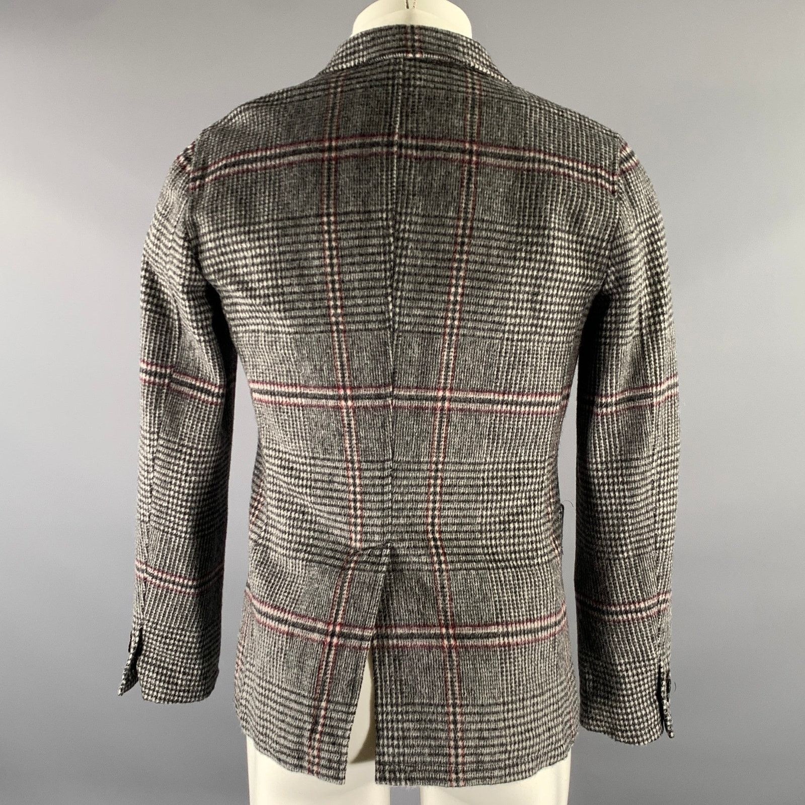 Ts(S) TS (S) Size S Grey Plaid Wool Blend Peak Lapel Sport Coat Size 36R - 4 Thumbnail