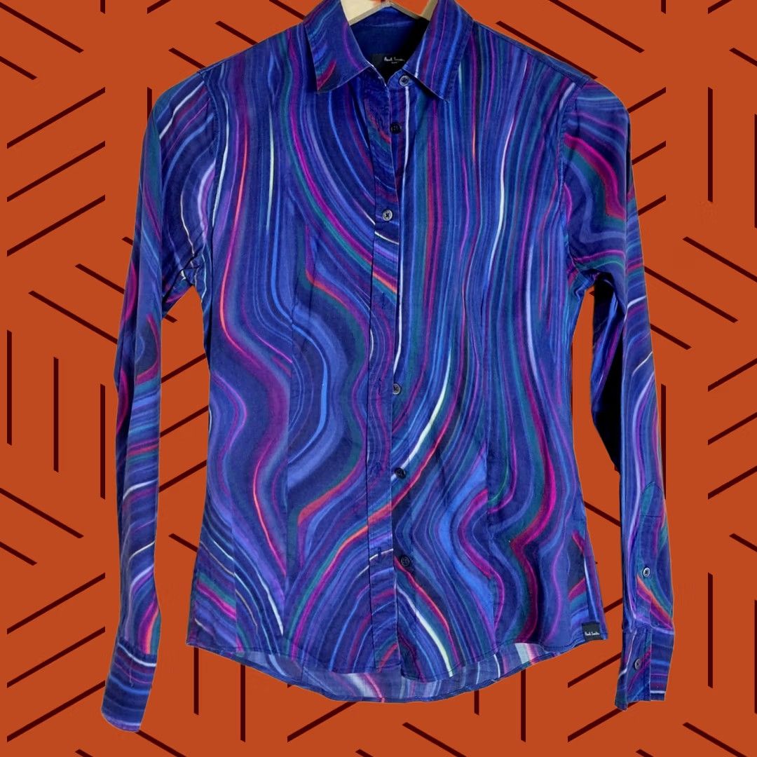 Paul Smith Paul Smith Black Swirl Print Shirt Blue Cotton Blend Long Sleeve Women Size 38 Size XS / US 0-2 / IT 36-38 - 1 Thumbnail