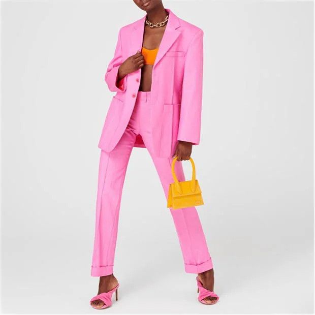 Jacquemus o1g2r1mq1024 Oversized Jacket in Pink Size XXS / US 00 / IT 34 - 7 Thumbnail
