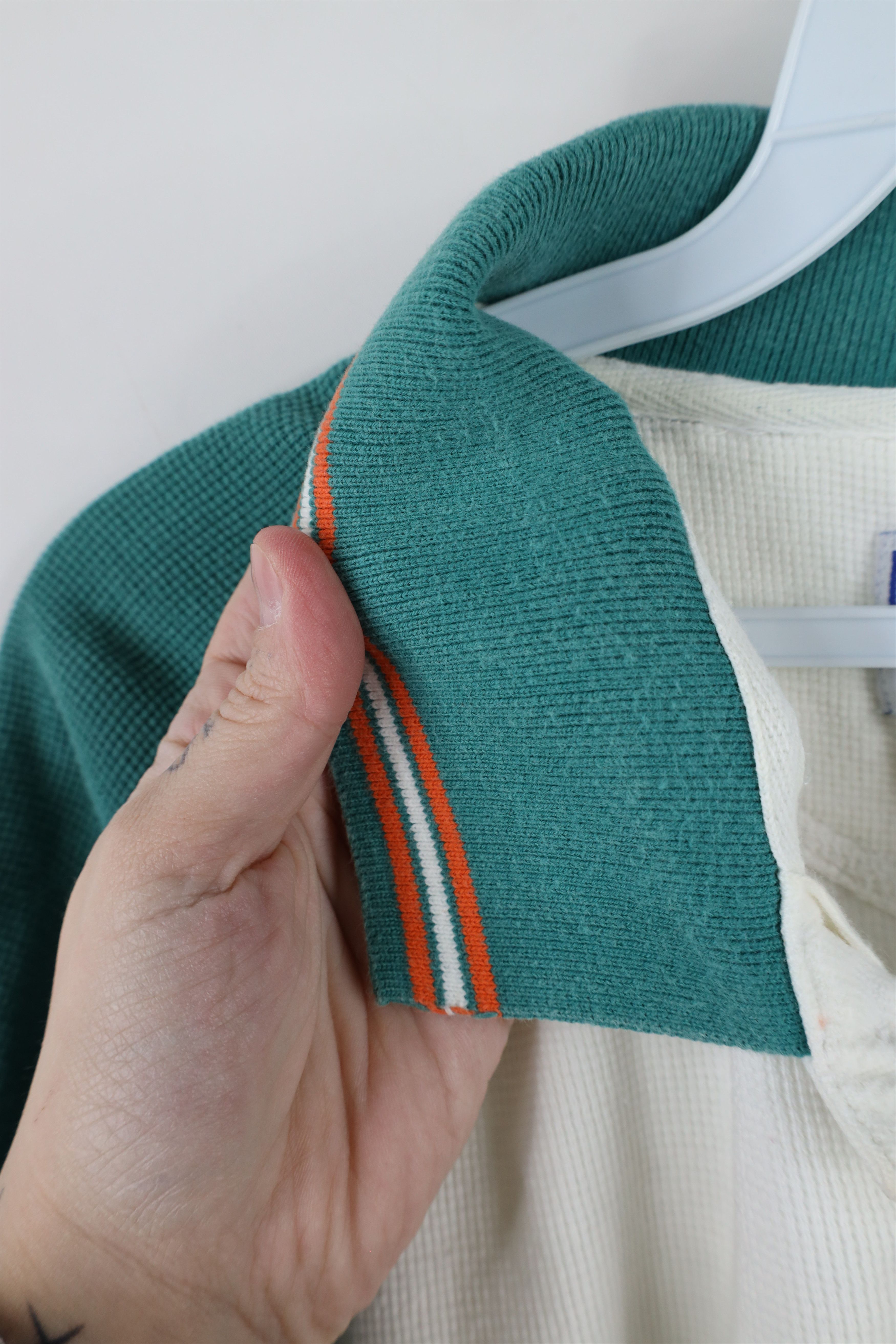 Starter × Vintage Vintage 90s Starter Dolphins Football Thermal Waffle Polo Size US XL / EU 56 / 4 - 10 Thumbnail