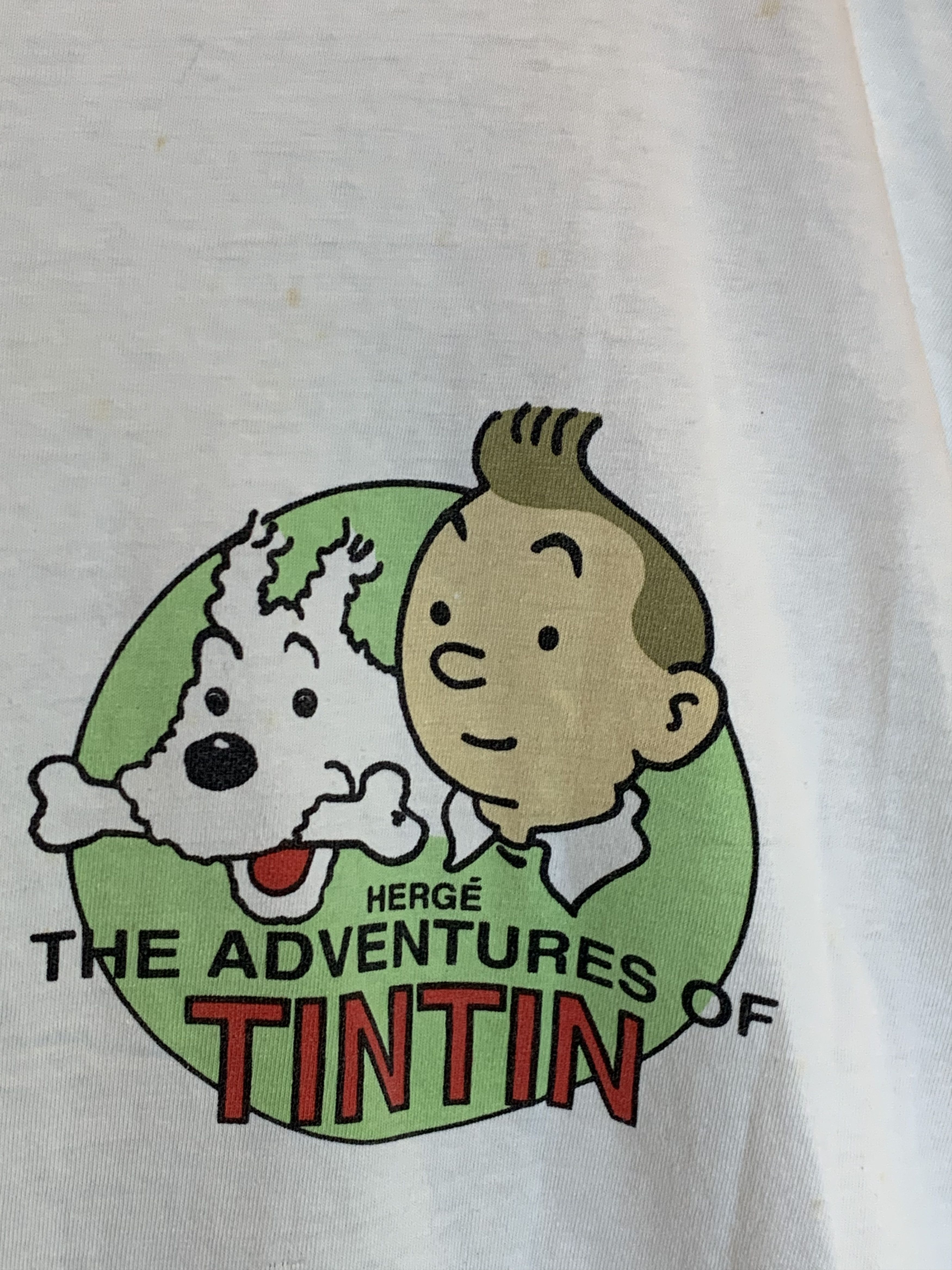 Vintage RARE* Vintage Tintin Adventures Broken Ear Comic Art T-Shirt Size US L / EU 52-54 / 3 - 6 Thumbnail