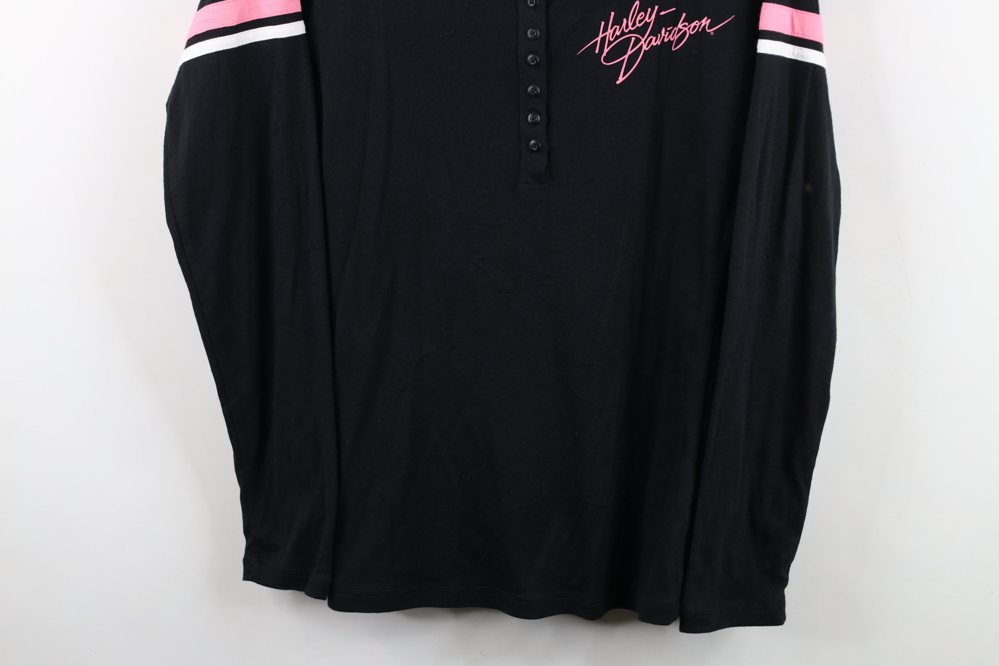 Harley Davidson Vintage Y2K Harley Davidson Ribbed Knit Henley T-Shirt Size XL / US 12-14 / IT 48-50 - 3 Thumbnail
