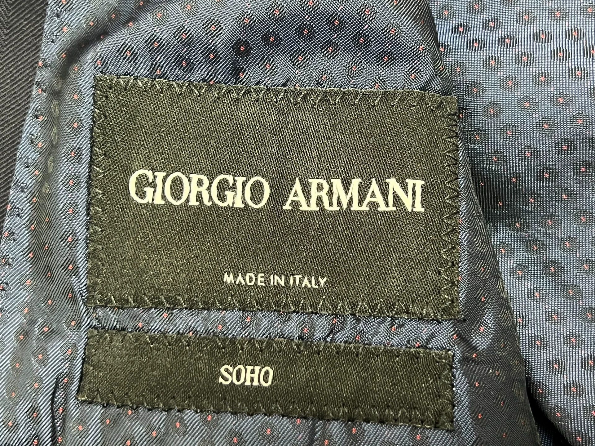 Armani Armani Custom Wool Suit Navy Stripe 54 (95New) Size 54R - 4 Thumbnail