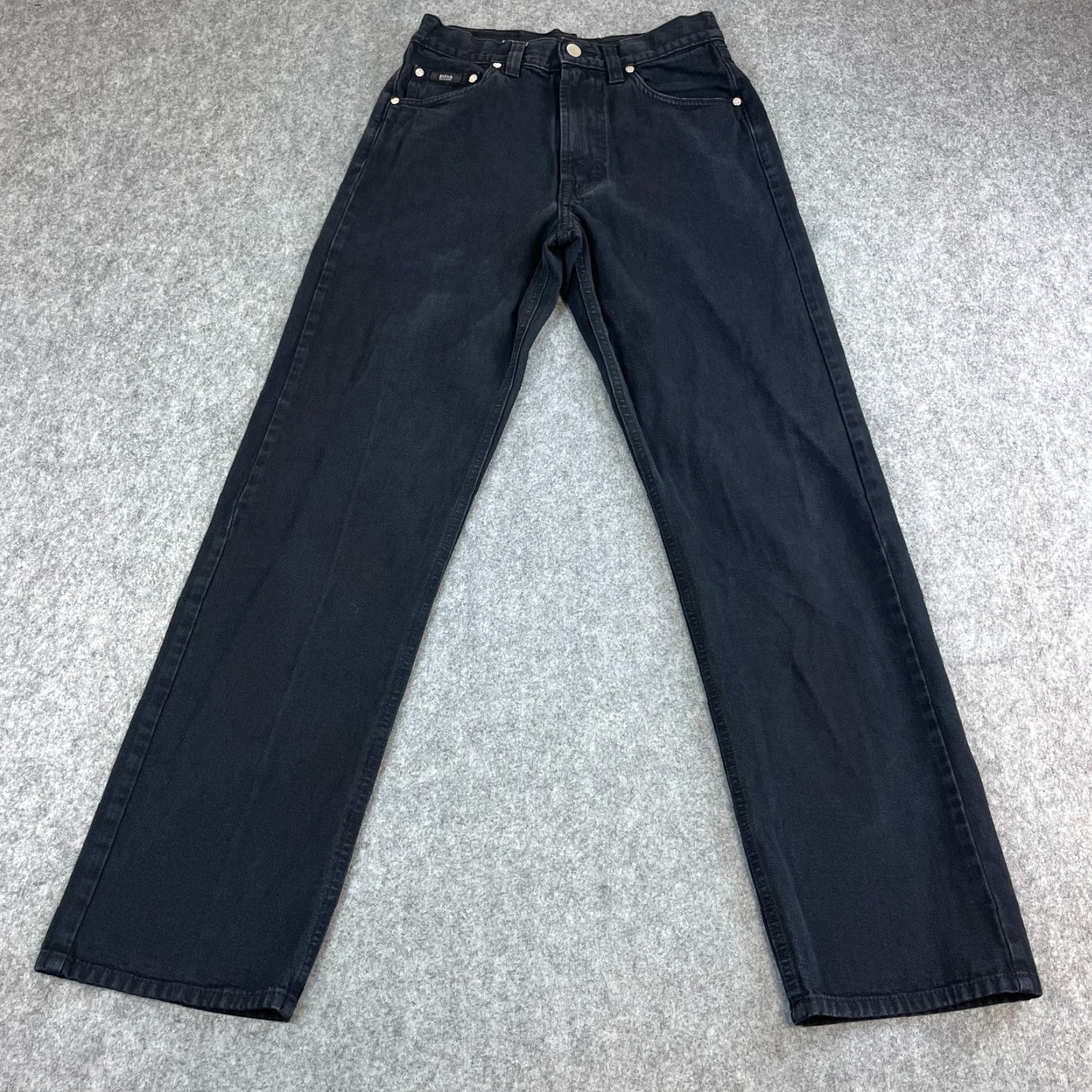 Hugo Boss VINTAGE Hugo Boss Jeans Relaxed Straight 27 30 UK 8 High Waist Black Faded Vintage Jeans Size 30" / US 8 / IT 44 - 2 Thumbnail