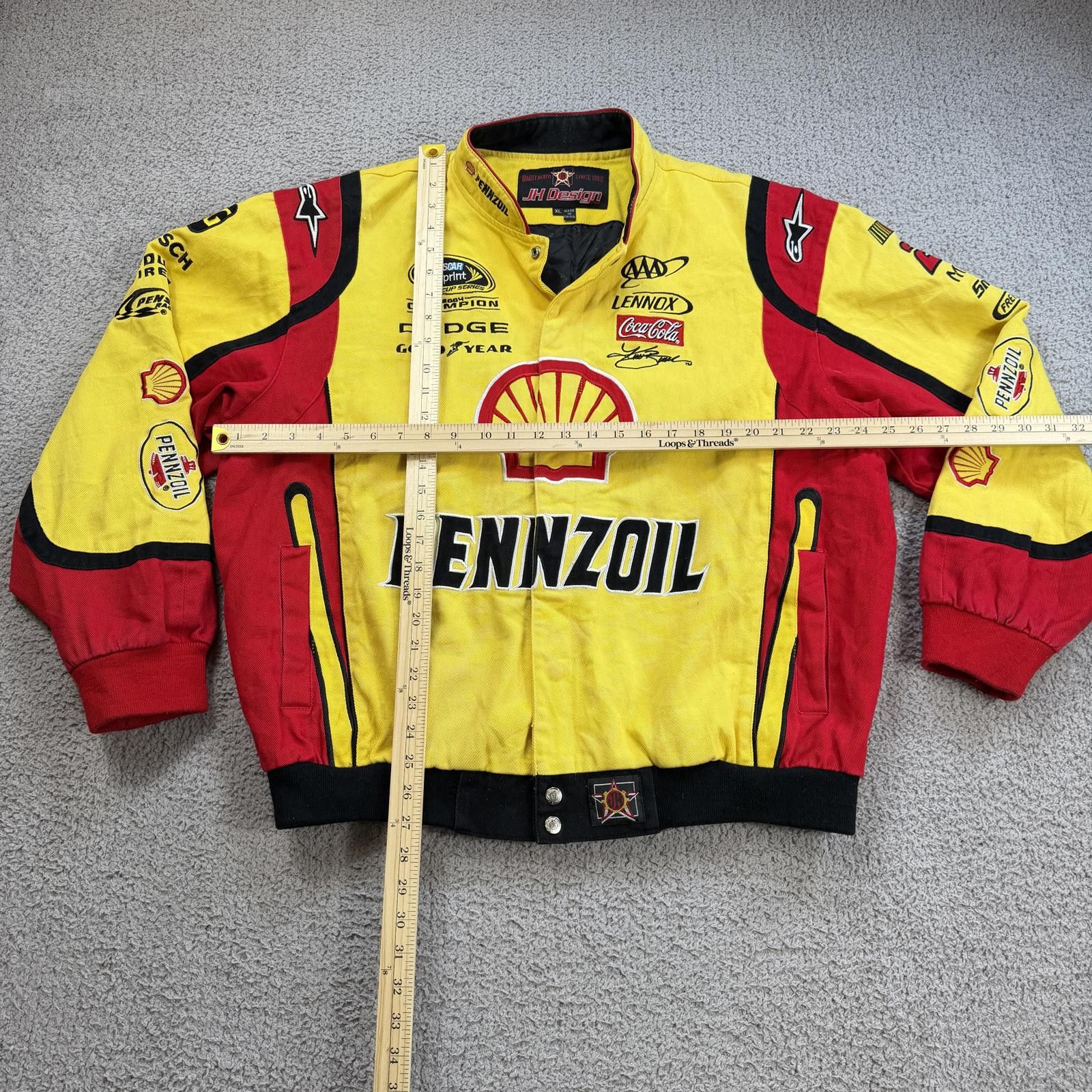 JH Design Vintage Kurt Busch Pennzoil NASCAR Racing Jacket Yellow XL Size US L / EU 52-54 / 3 - 3 Thumbnail
