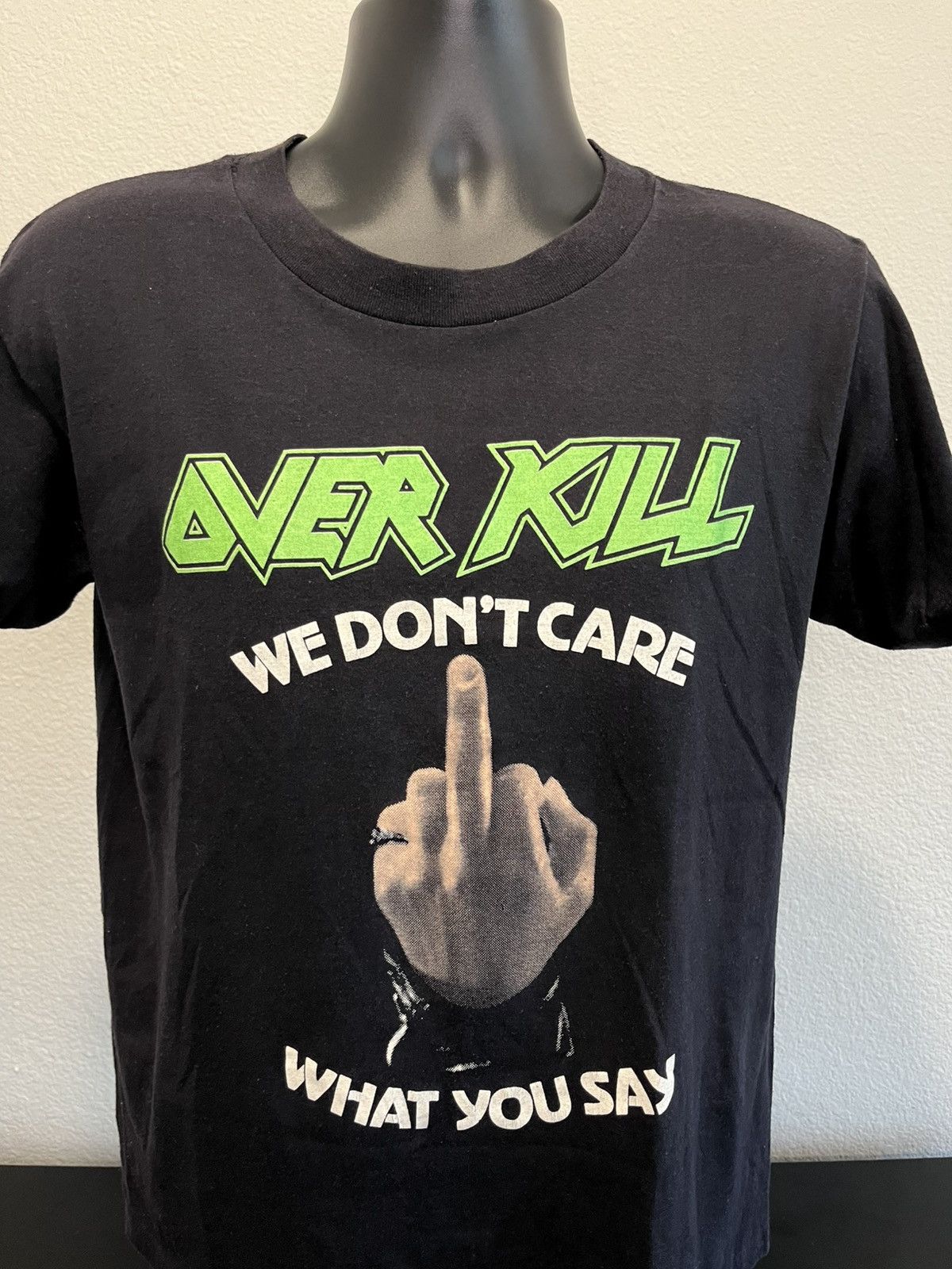 Band Tees × Vintage Overkill we don’t care what you say shirt vintage 80s metal Size US L / EU 52-54 / 3 - 3 Thumbnail