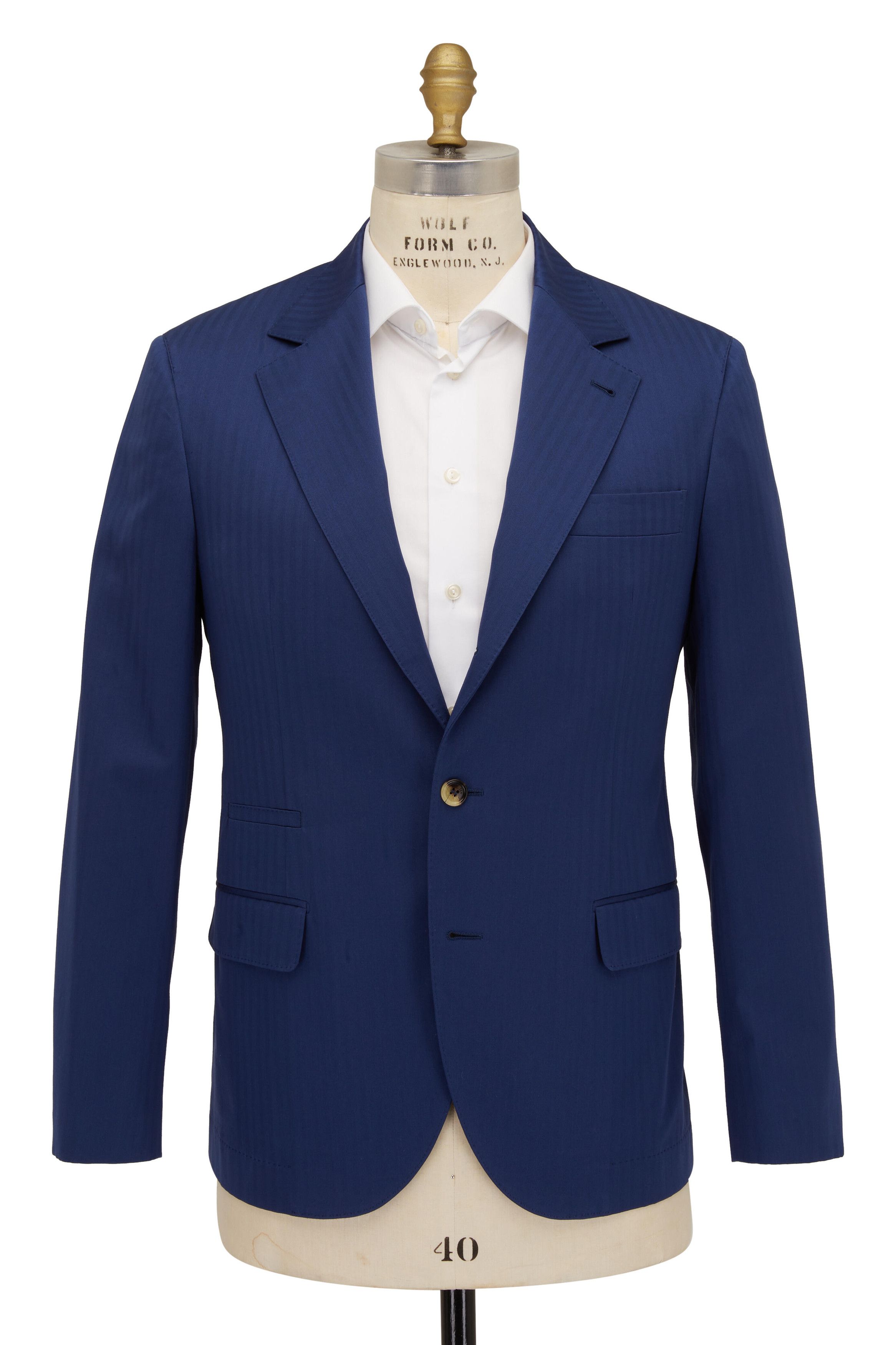 Brunello Cucinelli o1mtch0225 Cotton Pinstriped Suit in Navy Size 42R - 1 Thumbnail