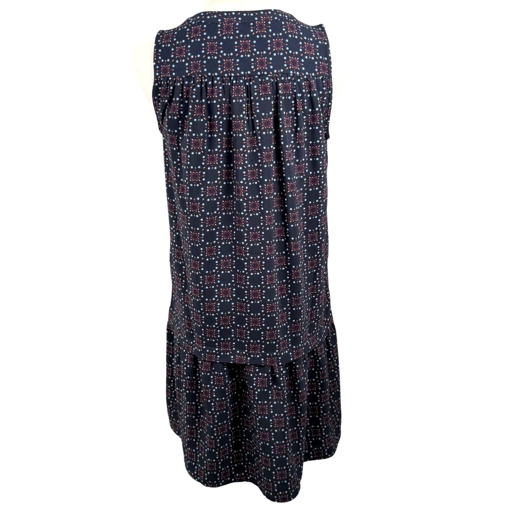 Loft VINTAGE LOFT Womens S Sleeveless Dress Geometric Tile Print Drop Waist Ruffle Boho Mod Size S / US 4 / IT 40 - 4 Thumbnail