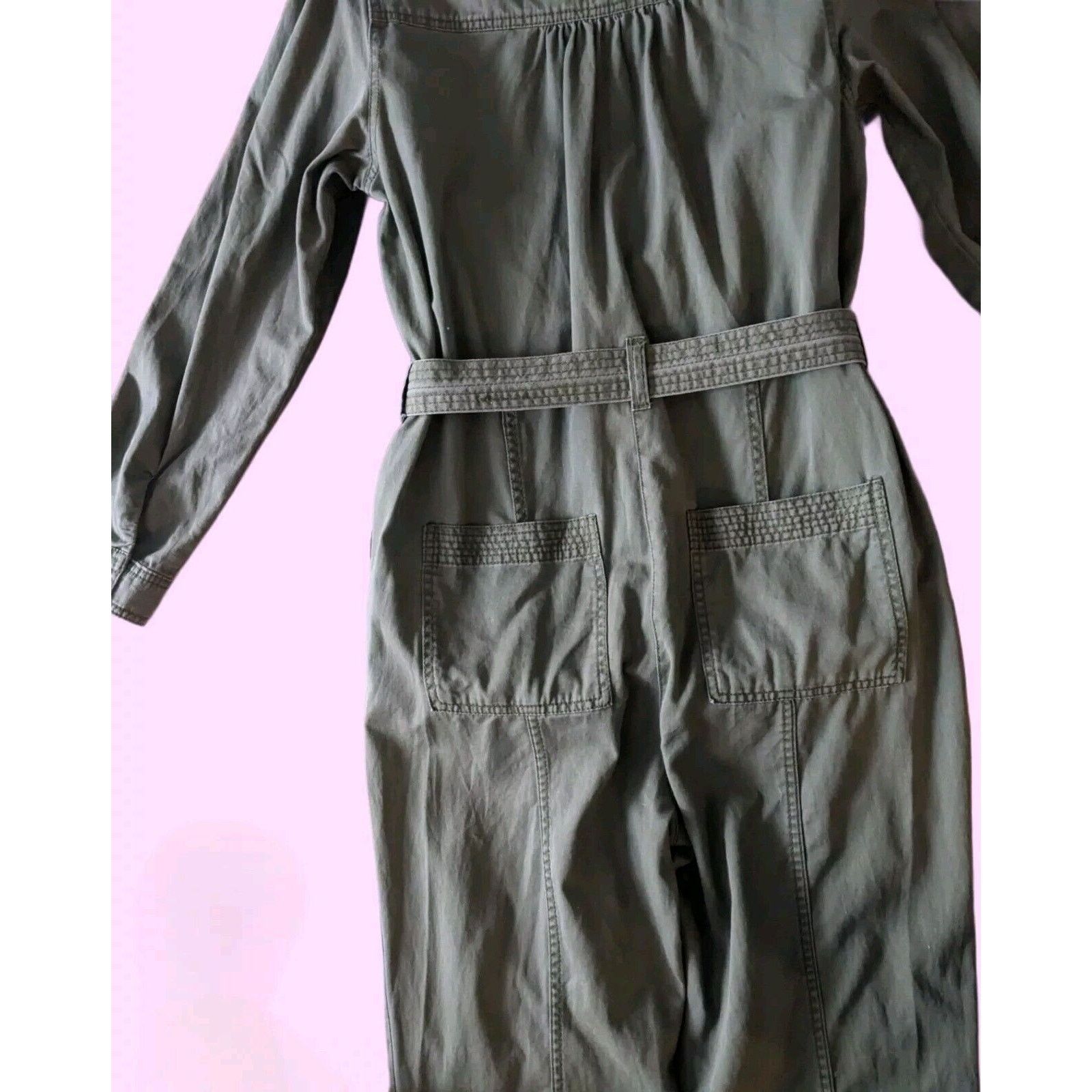 Old Navy Old Navy Jumpsuit/ Coverall Women's Green Belted Canvas Med Size 30" / US 8 / IT 44 - 12 Thumbnail