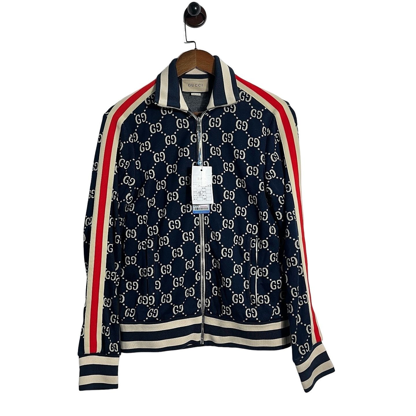 GUCCI ジップアップジャケット ネイビー レッド Gucci Gucci Tracksuit Jacket Zipper Monogram Navy and Red | Grailed