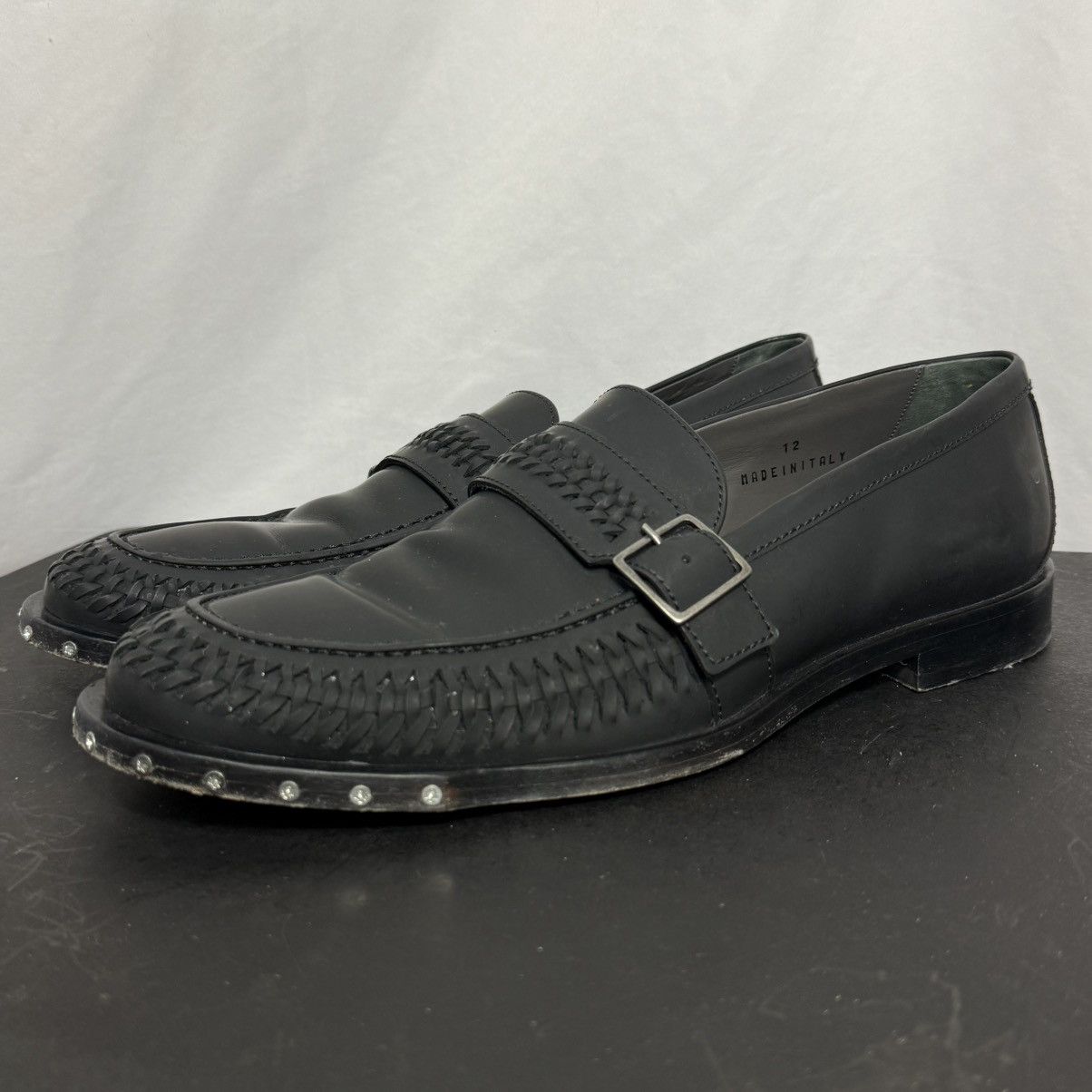 Lanvin Lanvin Studded Screws & Buckle Loafers Black Leather Size 12 Size US 12 / EU 45 - 1 Thumbnail