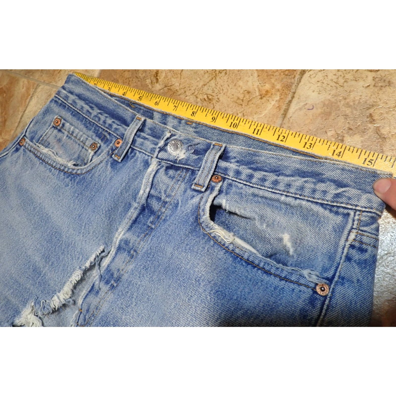 Levi's VINTAGE Levi's 501 Blue Jeans Distressed 31W 29L 80s Button Fly Mens Size US 29 - 7 Thumbnail