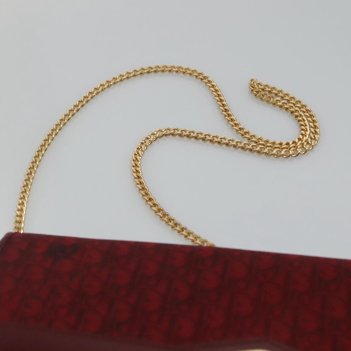 Dior DIOR Trotter Canvas Chain Shoulder Bag Red Gold Size ONE SIZE - 8 Thumbnail