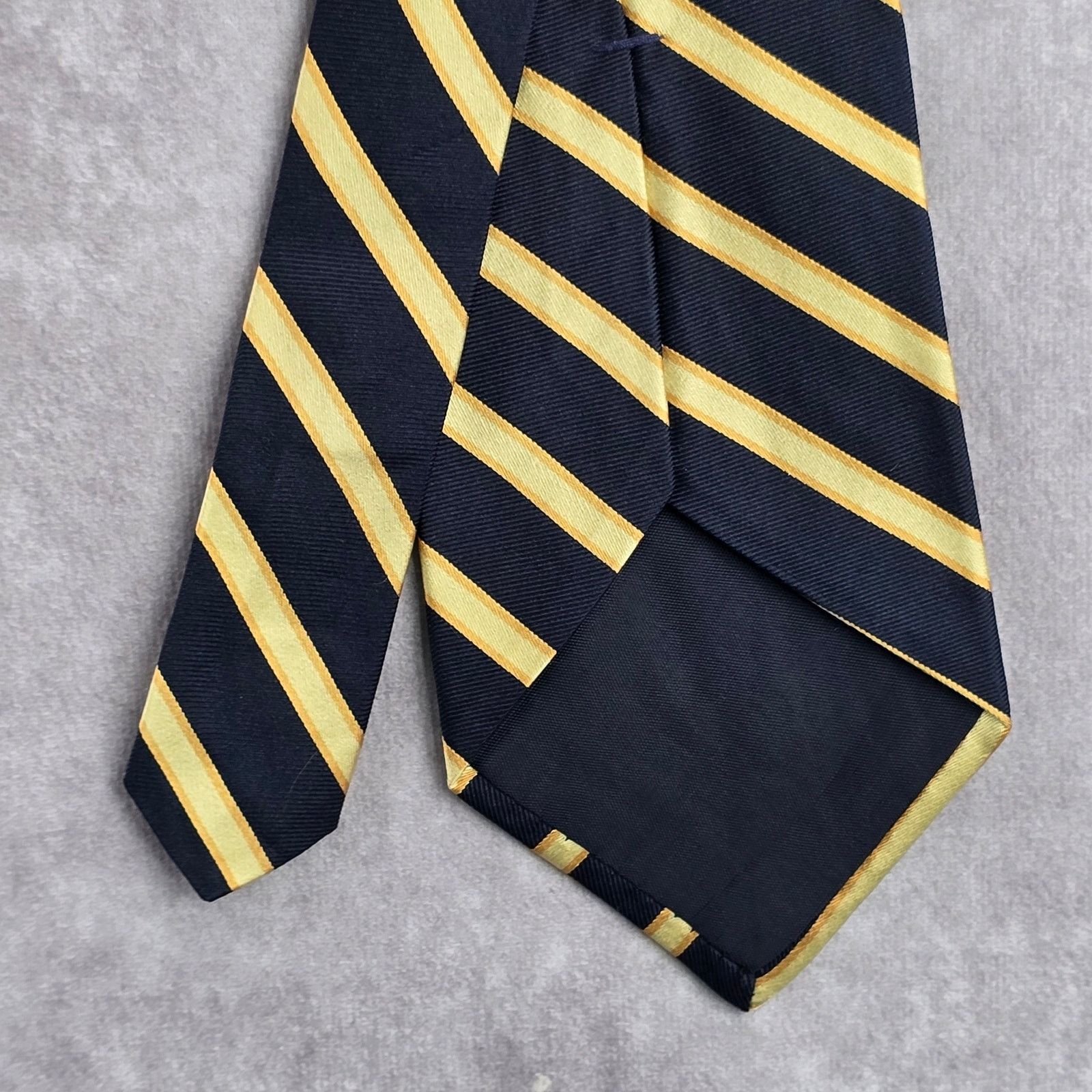 Jones New York Jones New York Blue Yellow Stripe 100% Silk Men's Neck Tie Size 30 - 6 Thumbnail