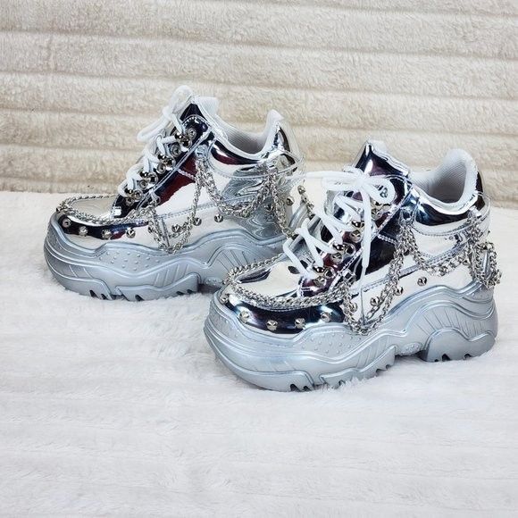 Other Space Candy Silver Platform Chain Sneaker Hidden Wedge Stree Size US 7.5 / IT 37.5 - 7 Thumbnail