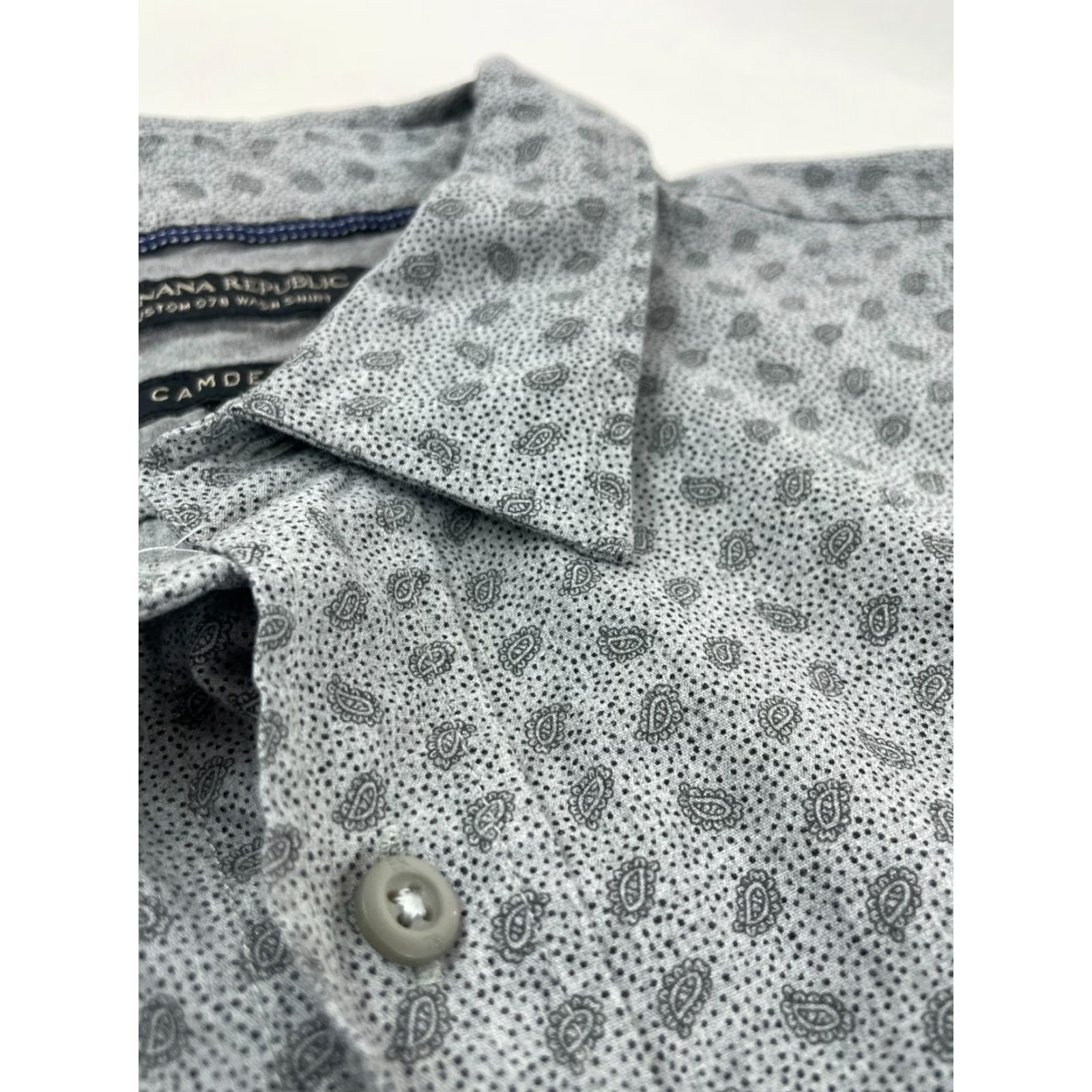 Banana Republic Banana Republic Shirt Men's L Gray Paisley Camden Fit Button-Up Long Sleeve Size US L / EU 52-54 / 3 - 4 Thumbnail