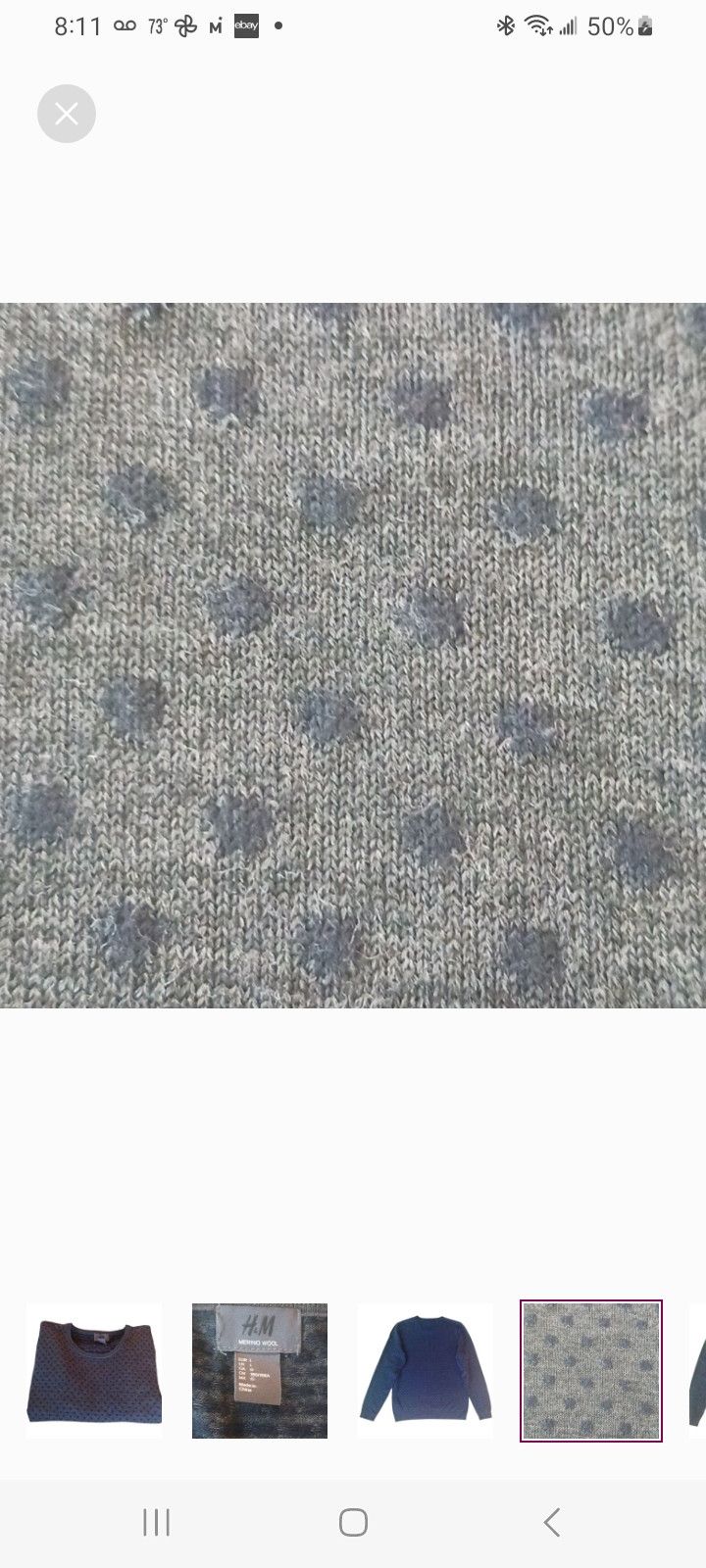 H&M H & M Wool Sweater, L, Grey & Navy Size US M / EU 48-50 / 2 - 4 Thumbnail