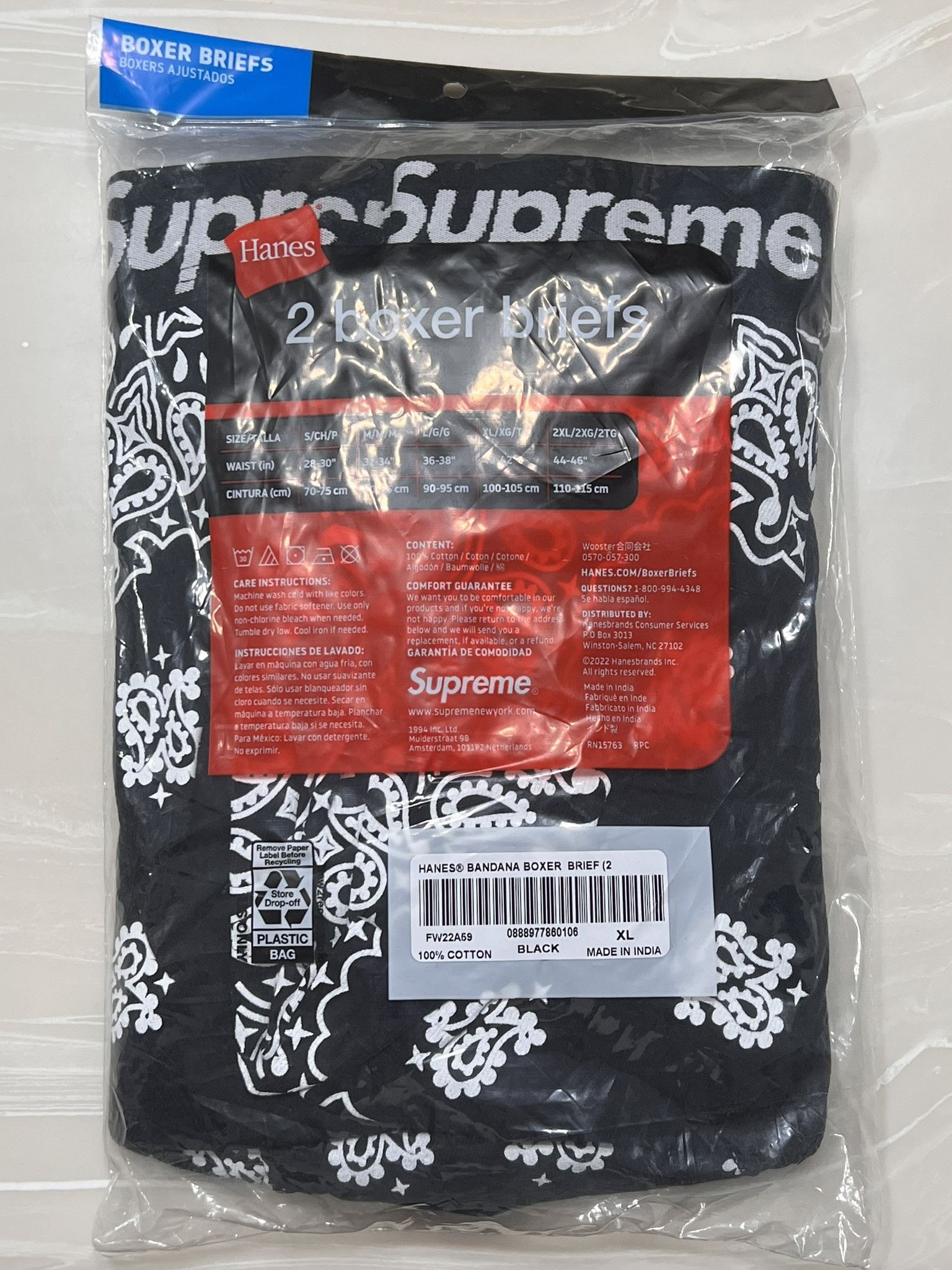 Supreme NEW SUPREME Hanes Bandana Boxer Briefs 2Pcs Paisley Black XL Size 38 - 4 Thumbnail