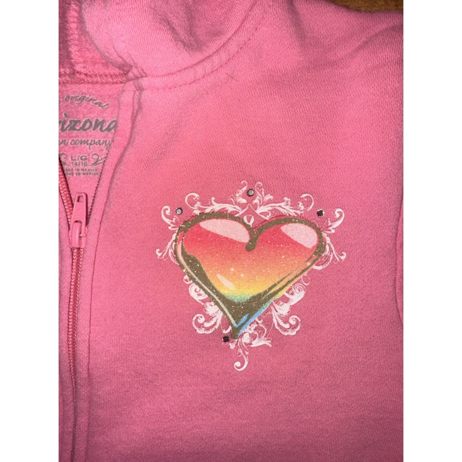 Vintage VINTAGE Arizona Hoodie Pink S Women Full Zip Heart Graphic Y2K Grunge Angel Charm Pockets Zipper Jewel 16x20.5 Size S / US 4 / IT 40 - 3 Thumbnail
