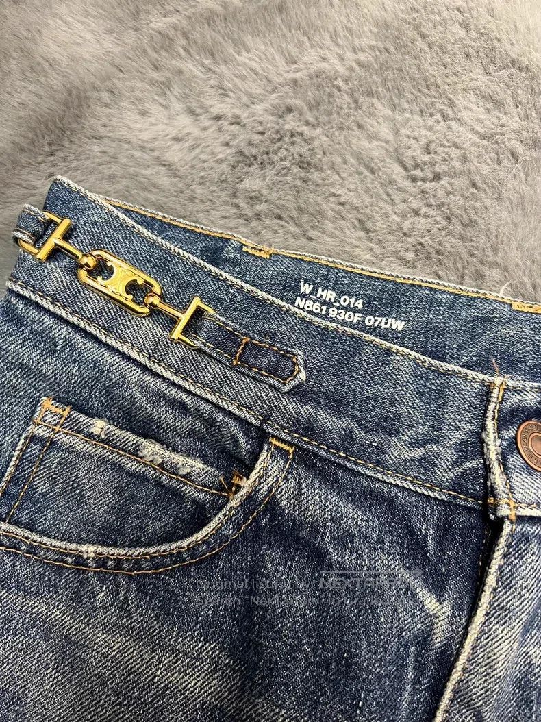 Celine CELINE Turnip Washed Blue Denim Jeans with Gold Chain Size US 26 / EU 42 - 3 Thumbnail
