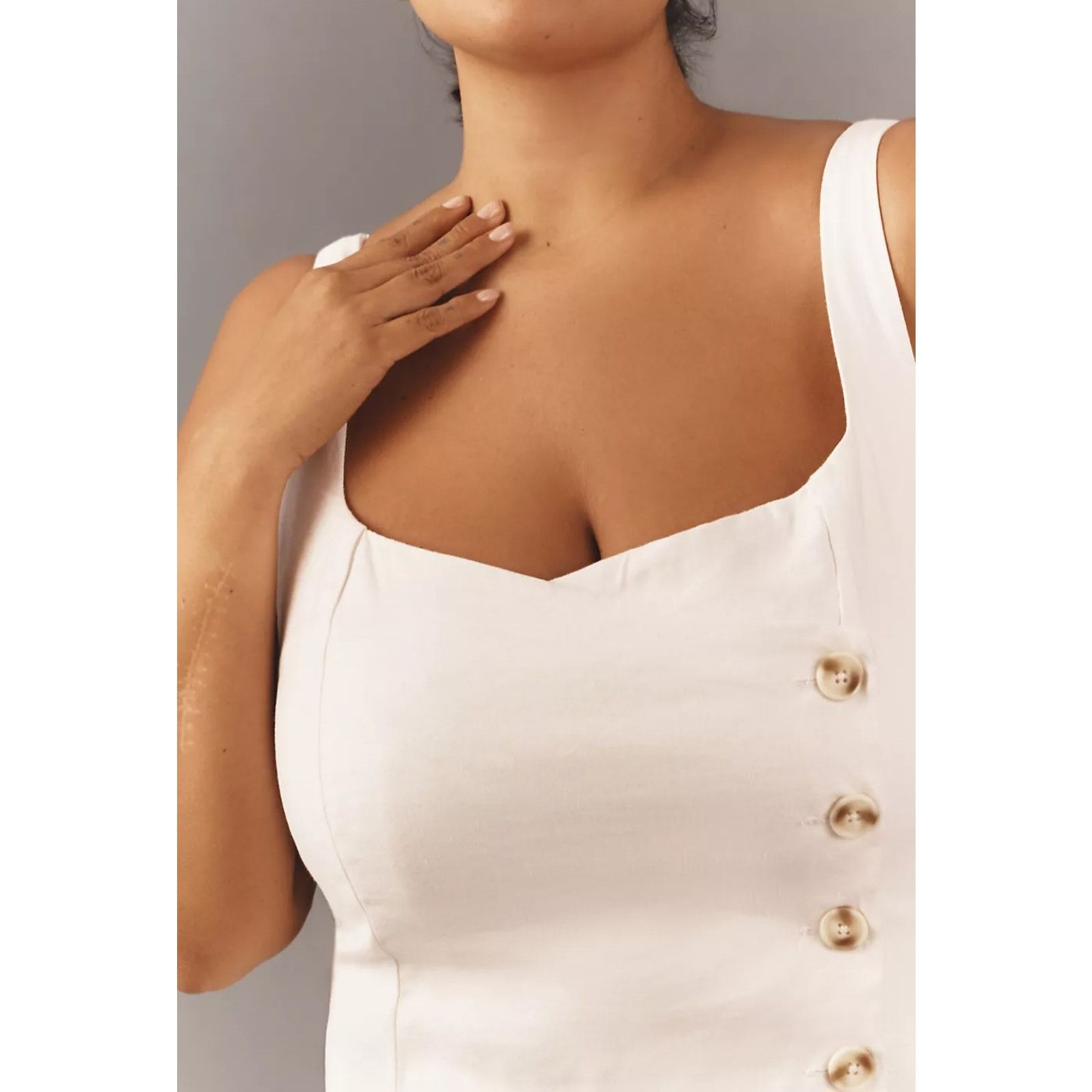 Anthropologie NWT Sleeveless Square-Neck Linen Button Wrap Midi Dress $178 Size L / US 10 / IT 46 - 6 Thumbnail