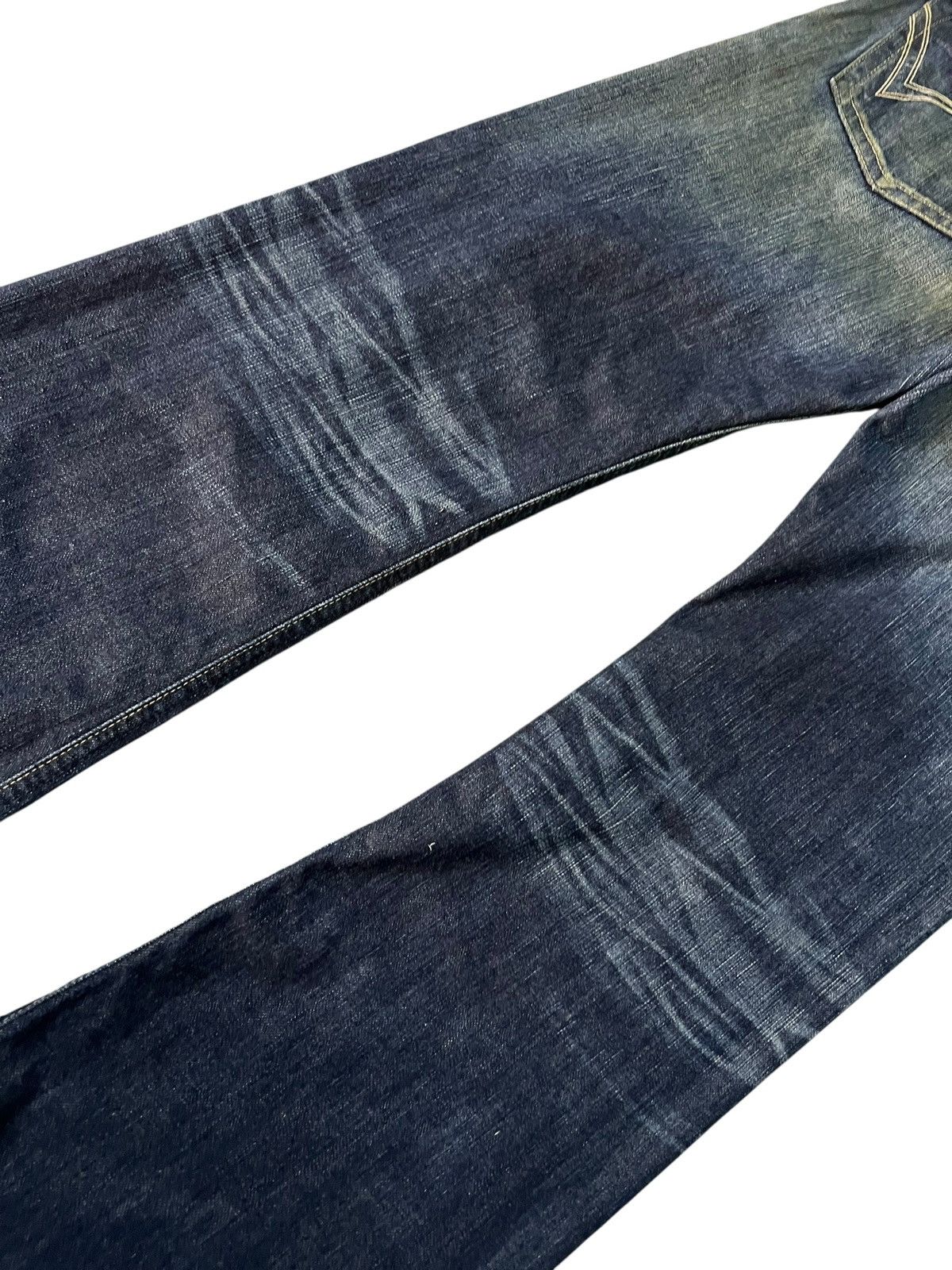 Edwin Vintage Edwin 503 Blue Trip Flare Distress Jean Japan Size US 33 - 14 Thumbnail