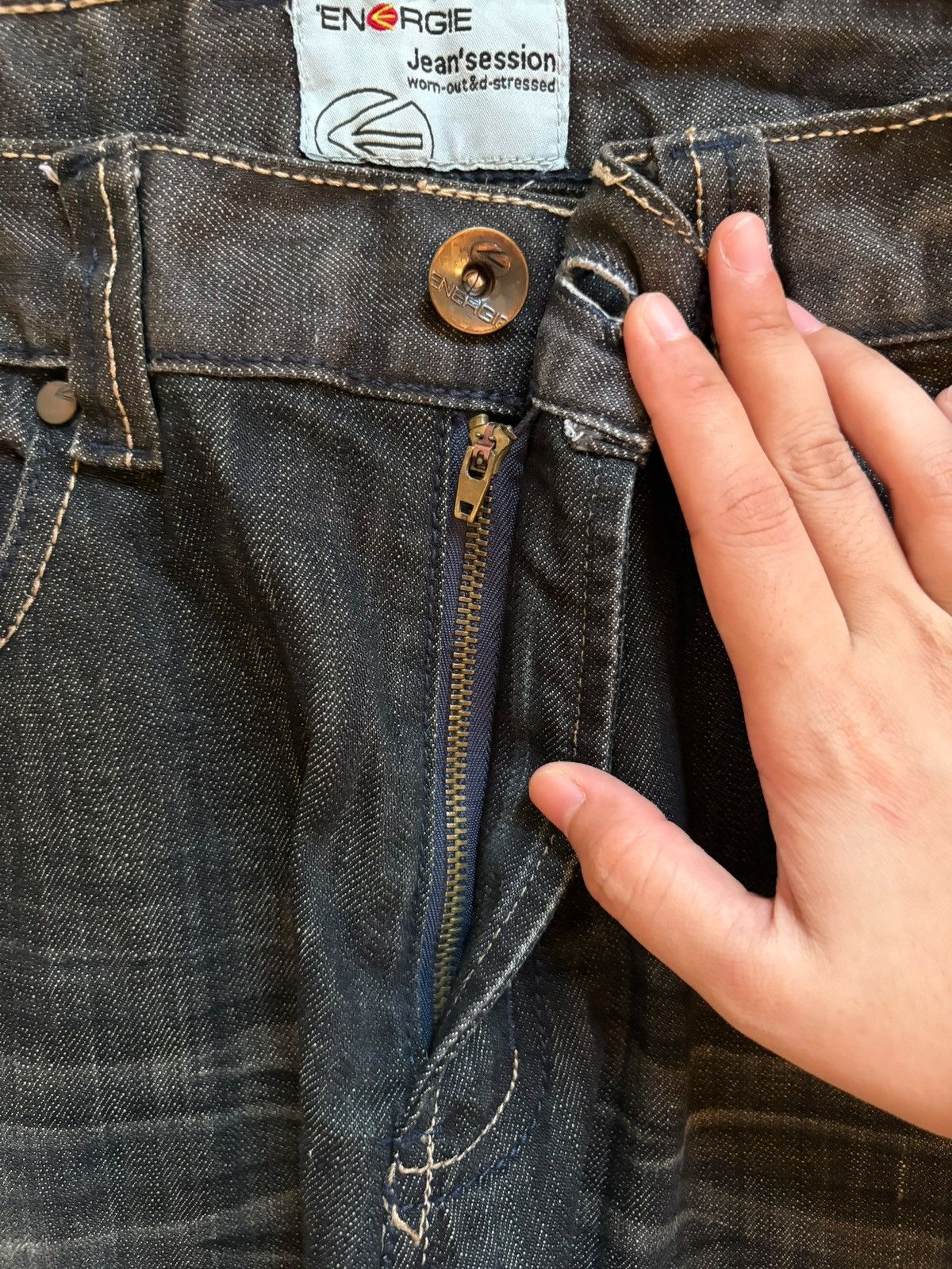 Energie × Japanese Brand Vintage Energie Faded Distressed Ripped Loose Jeans Size US 32 / EU 48 - 3 Thumbnail