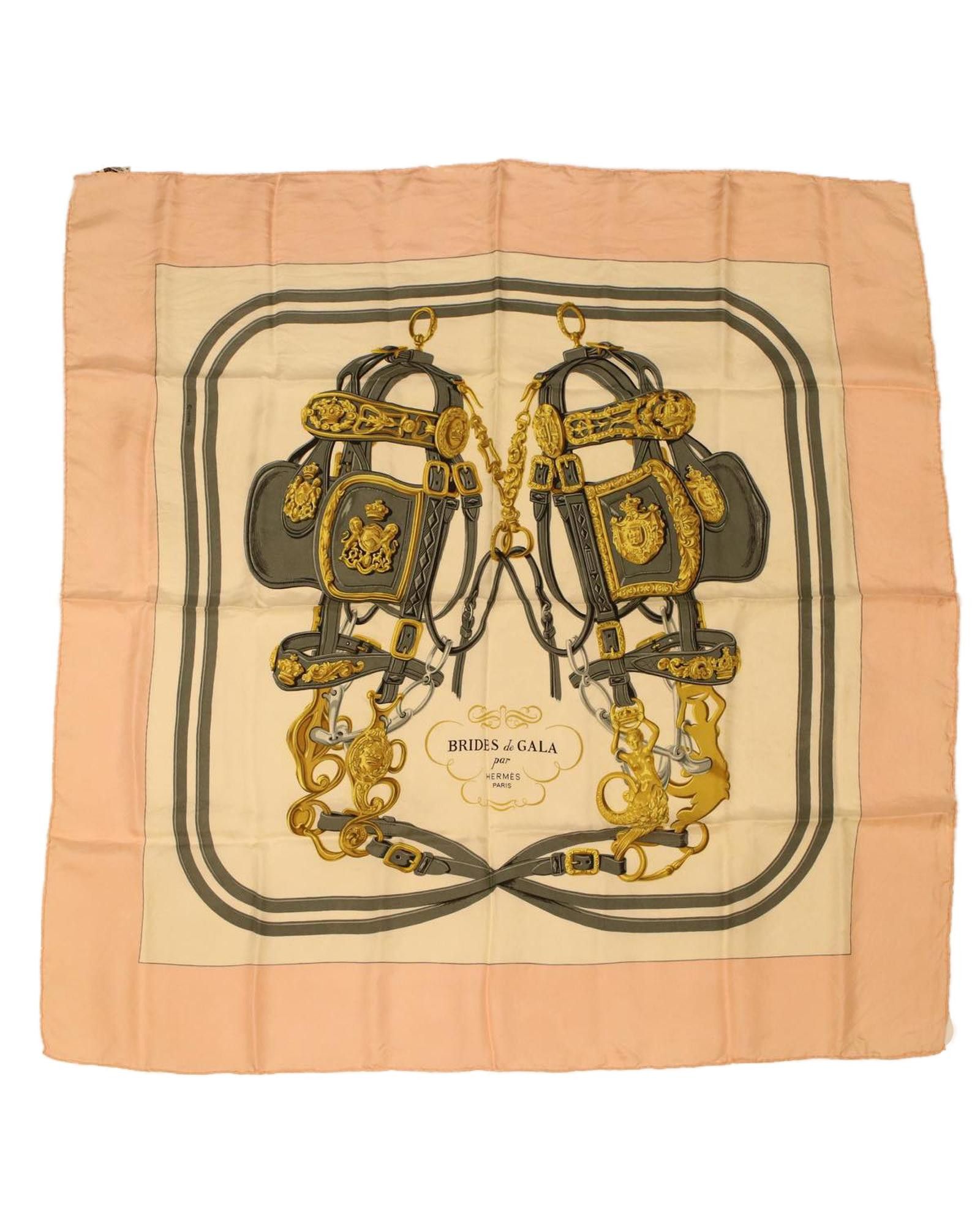 image of Hermes Pink Beige Gray Silk Scarf, Women's